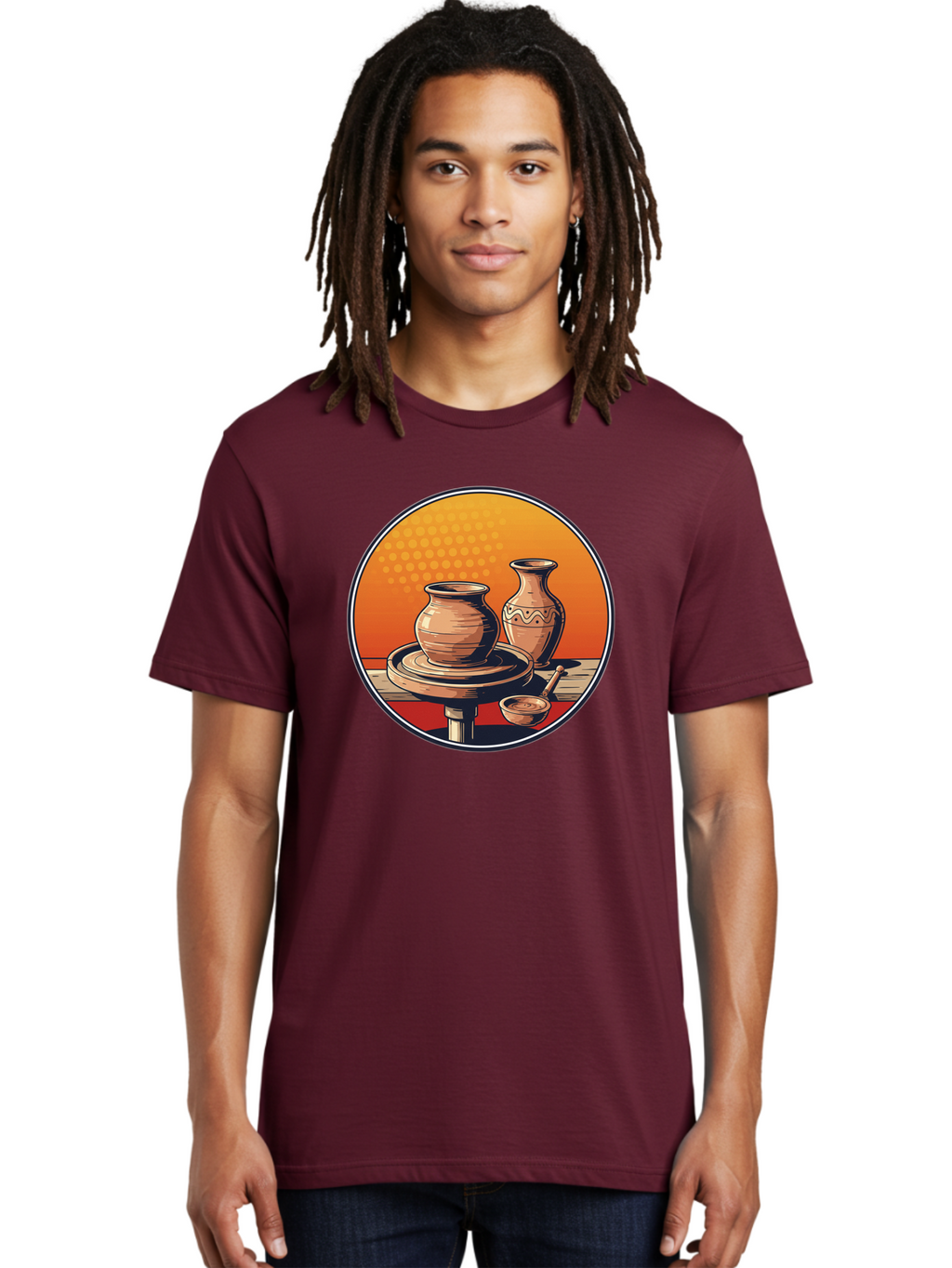 Pottery-Wheel Men'S Graphic Tee, 100% Cotton, Comfortable Casual Summer Wear, Machine Washable, Pottery Wheel, Clay Pot, Handmade Ceramics, Pottery Tools, Creative Process, Ceramic Art, Traditional Craftsmanship, Artisanal Pottery Bab255
