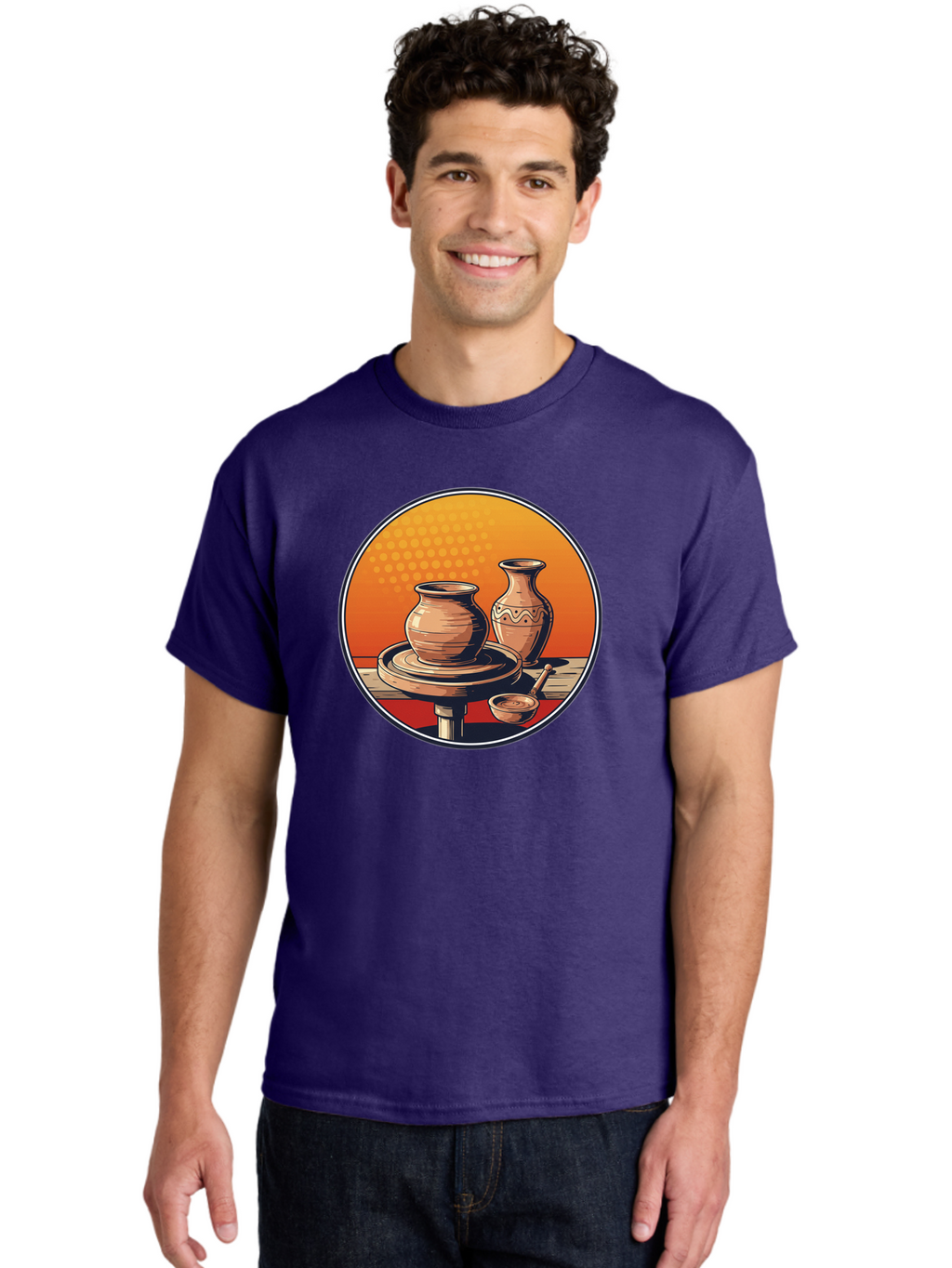 Pottery-Wheel Men'S Graphic Tee, 100% Cotton, Comfortable Casual Summer Wear, Machine Washable, Pottery Wheel, Clay Pot, Handmade Ceramics, Pottery Tools, Creative Process, Ceramic Art, Traditional Craftsmanship, Artisanal Pottery Bab255