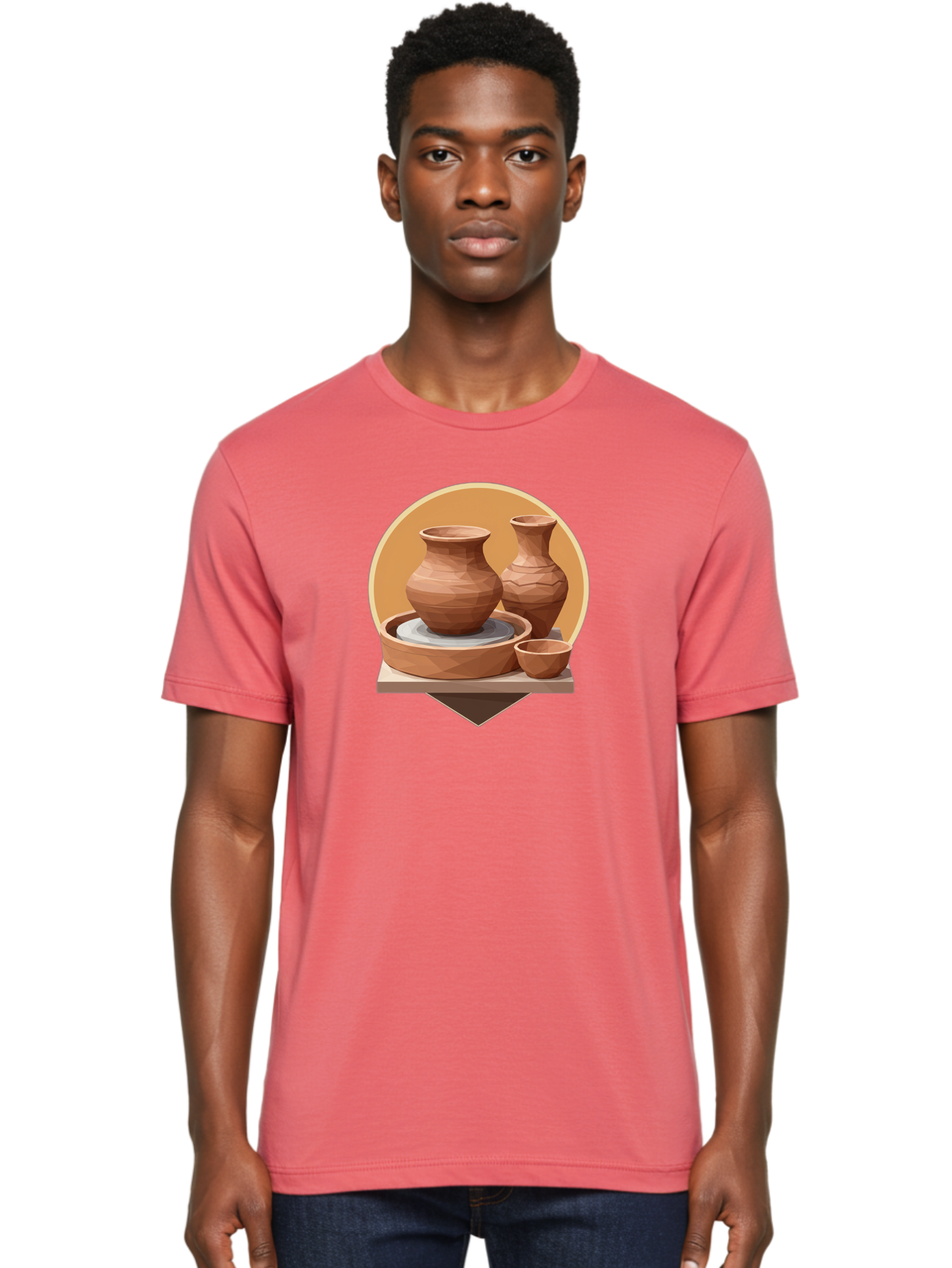 Pottery Men'S Graphic Tee, 100% Cotton, Comfortable Casual Summer Wear, Machine Washable, Pottery Wheel, Clay Pots, Ceramics, Handmade, Terracotta, Craftsmanship, Artisanal, Vase, Bowl, Creative Process, Clay Modeling Bab256