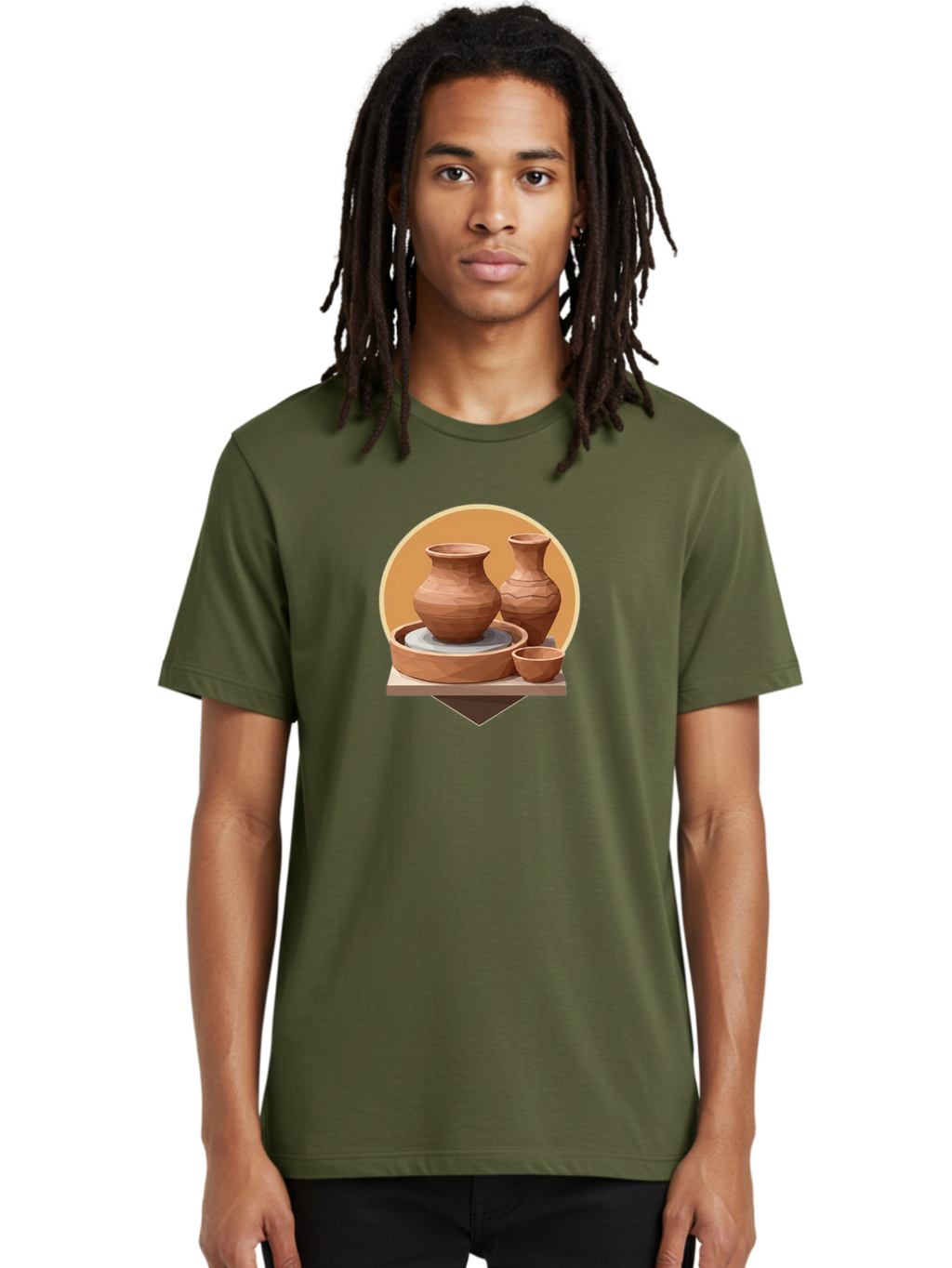 Pottery Men'S Graphic Tee, 100% Cotton, Comfortable Casual Summer Wear, Machine Washable, Pottery Wheel, Clay Pots, Ceramics, Handmade, Terracotta, Craftsmanship, Artisanal, Vase, Bowl, Creative Process, Clay Modeling Bab256