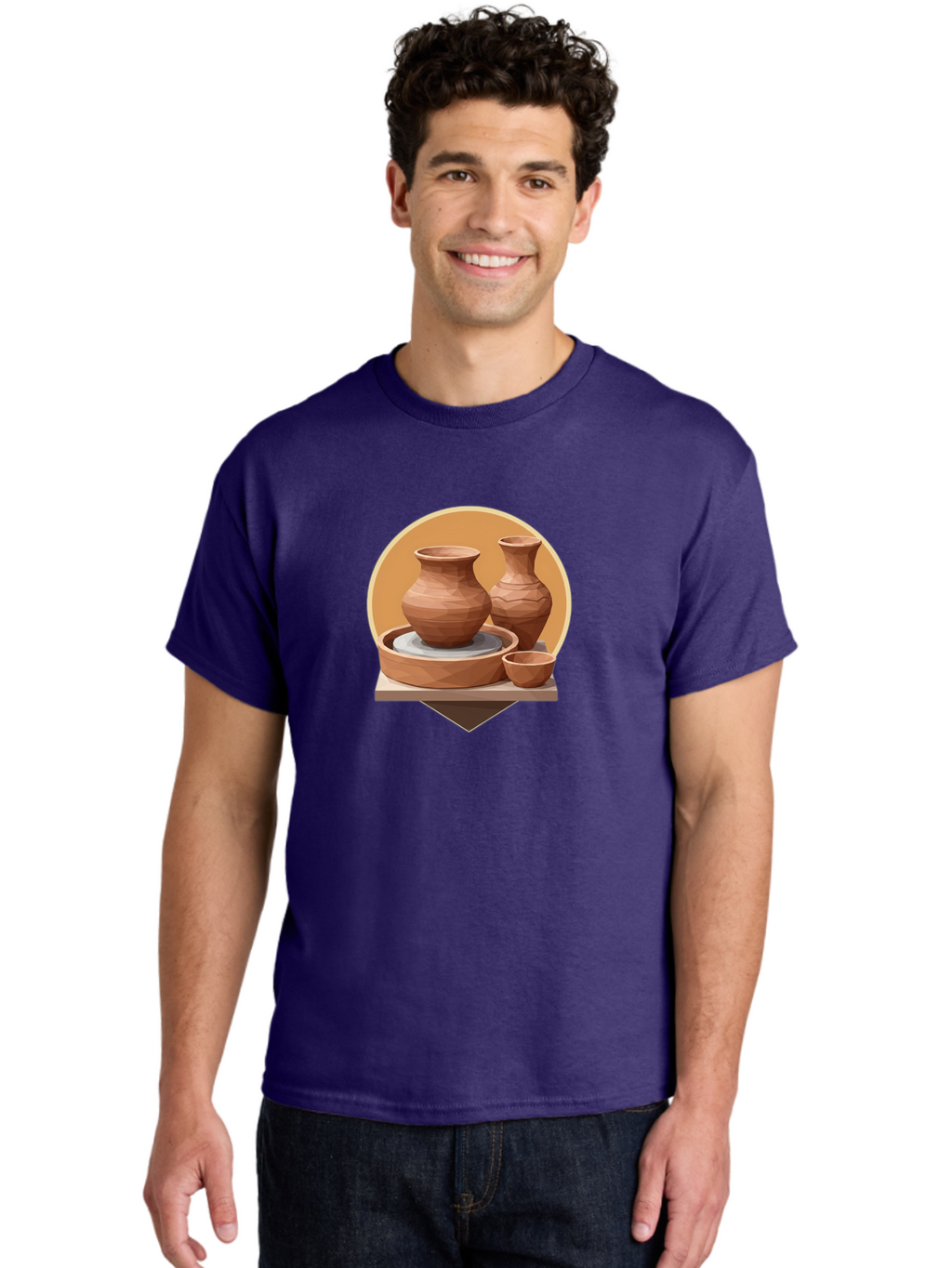 Pottery Men'S Graphic Tee, 100% Cotton, Comfortable Casual Summer Wear, Machine Washable, Pottery Wheel, Clay Pots, Ceramics, Handmade, Terracotta, Craftsmanship, Artisanal, Vase, Bowl, Creative Process, Clay Modeling Bab256