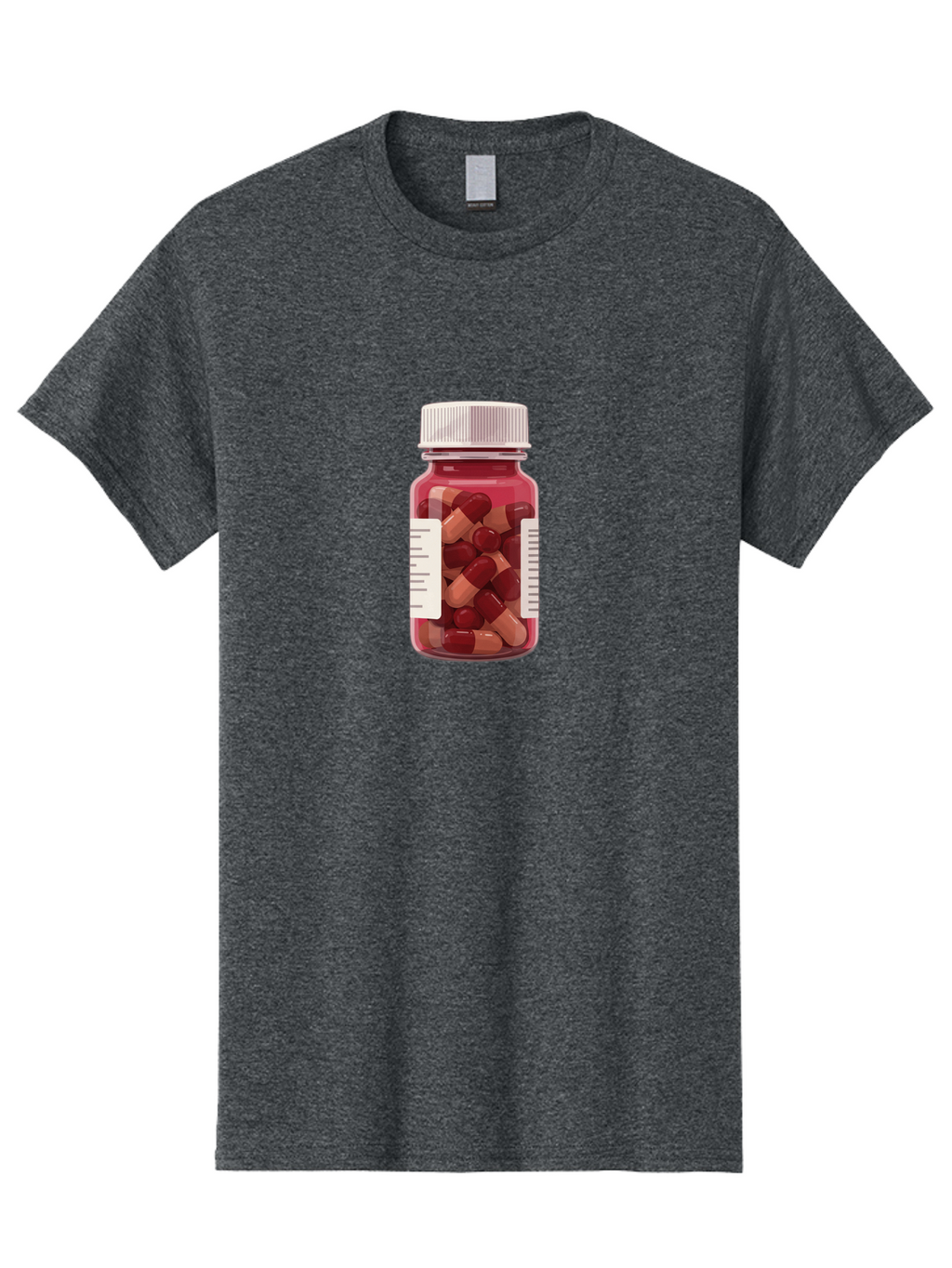 Prescription-Bottle Men'S Graphic Tee, 100% Cotton, Comfortable Casual Summer Wear, Machine Washable, Prescription Medication, Pharmaceuticals, Pill Bottle, Red And Beige Capsules, Medicine Container, Healthcare Supplements, Dietary Pills Bab258