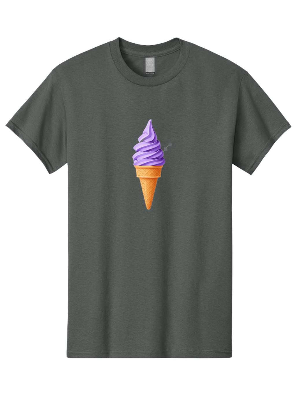 Purple-Ice-Cream Men'S Graphic Tee, 100% Cotton, Comfortable Casual Summer Wear, Machine Washable, Soft-Serve Ice Cream Cone, Purple Ice Cream, Waffle Cone, Sweet Treat, Frozen Dessert, Spiral Design, Summer Snack, Ice Cream Lover, Bab265
