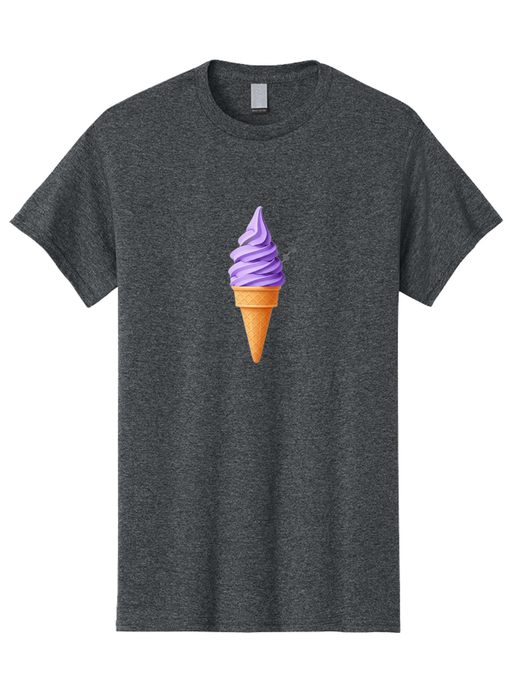 Purple-Ice-Cream Men'S Graphic Tee, 100% Cotton, Comfortable Casual Summer Wear, Machine Washable, Soft-Serve Ice Cream Cone, Purple Ice Cream, Waffle Cone, Sweet Treat, Frozen Dessert, Spiral Design, Summer Snack, Ice Cream Lover, Bab265