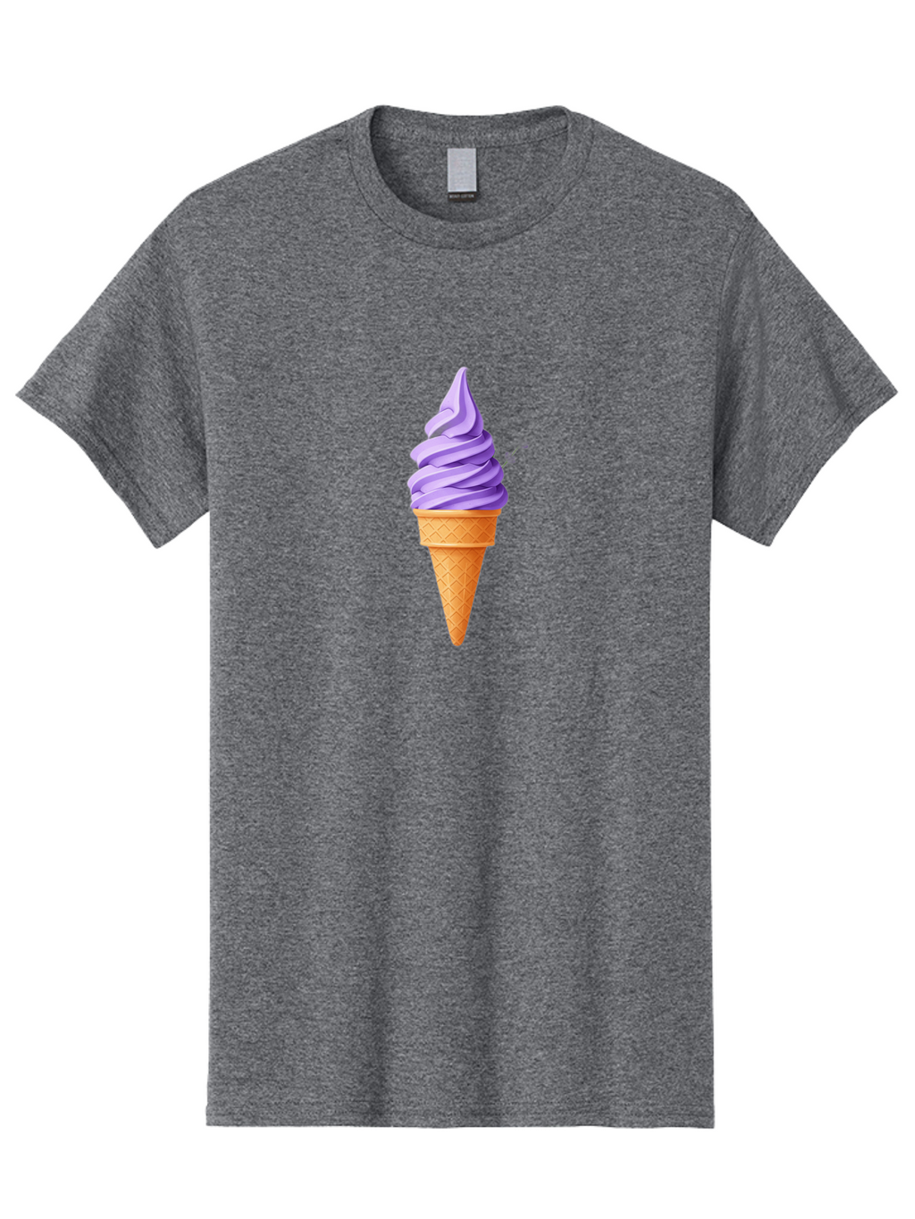 Purple-Ice-Cream Men'S Graphic Tee, 100% Cotton, Comfortable Casual Summer Wear, Machine Washable, Soft-Serve Ice Cream Cone, Purple Ice Cream, Waffle Cone, Sweet Treat, Frozen Dessert, Spiral Design, Summer Snack, Ice Cream Lover, Bab265