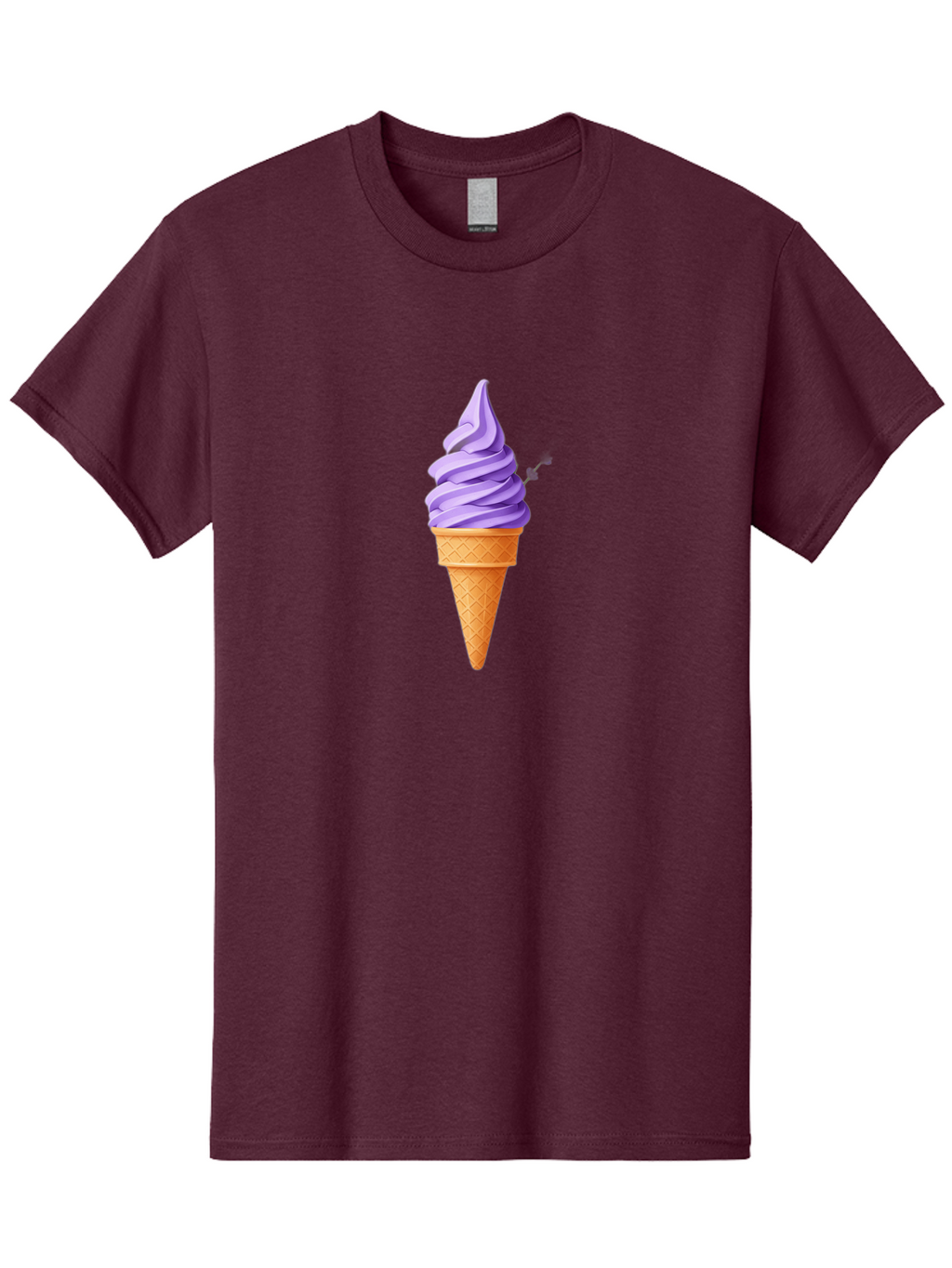 Purple-Ice-Cream Men'S Graphic Tee, 100% Cotton, Comfortable Casual Summer Wear, Machine Washable, Soft-Serve Ice Cream Cone, Purple Ice Cream, Waffle Cone, Sweet Treat, Frozen Dessert, Spiral Design, Summer Snack, Ice Cream Lover, Bab265