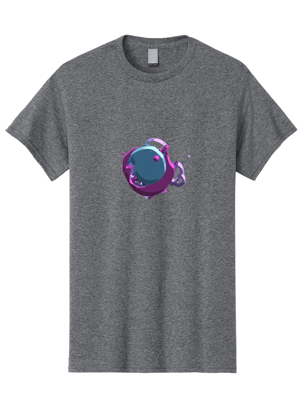 Purple-Liquid-Sphere Men'S Graphic Tee, 100% Cotton, Comfortable Casual Summer Wear, Machine Washable, Molten Sphere, 3D Rendering, Purple Color Scheme, Abstract Art, Liquid Metal, Futuristic Design, Digital Artwork, Modern Graphics Bab266