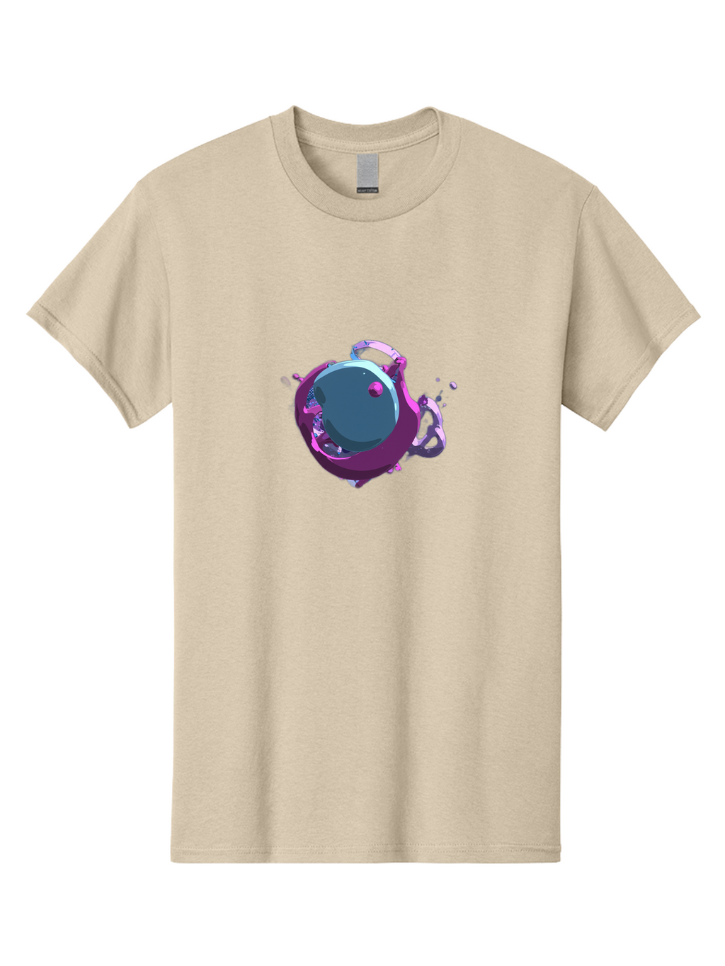 Purple-Liquid-Sphere Men'S Graphic Tee, 100% Cotton, Comfortable Casual Summer Wear, Machine Washable, Molten Sphere, 3D Rendering, Purple Color Scheme, Abstract Art, Liquid Metal, Futuristic Design, Digital Artwork, Modern Graphics Bab266
