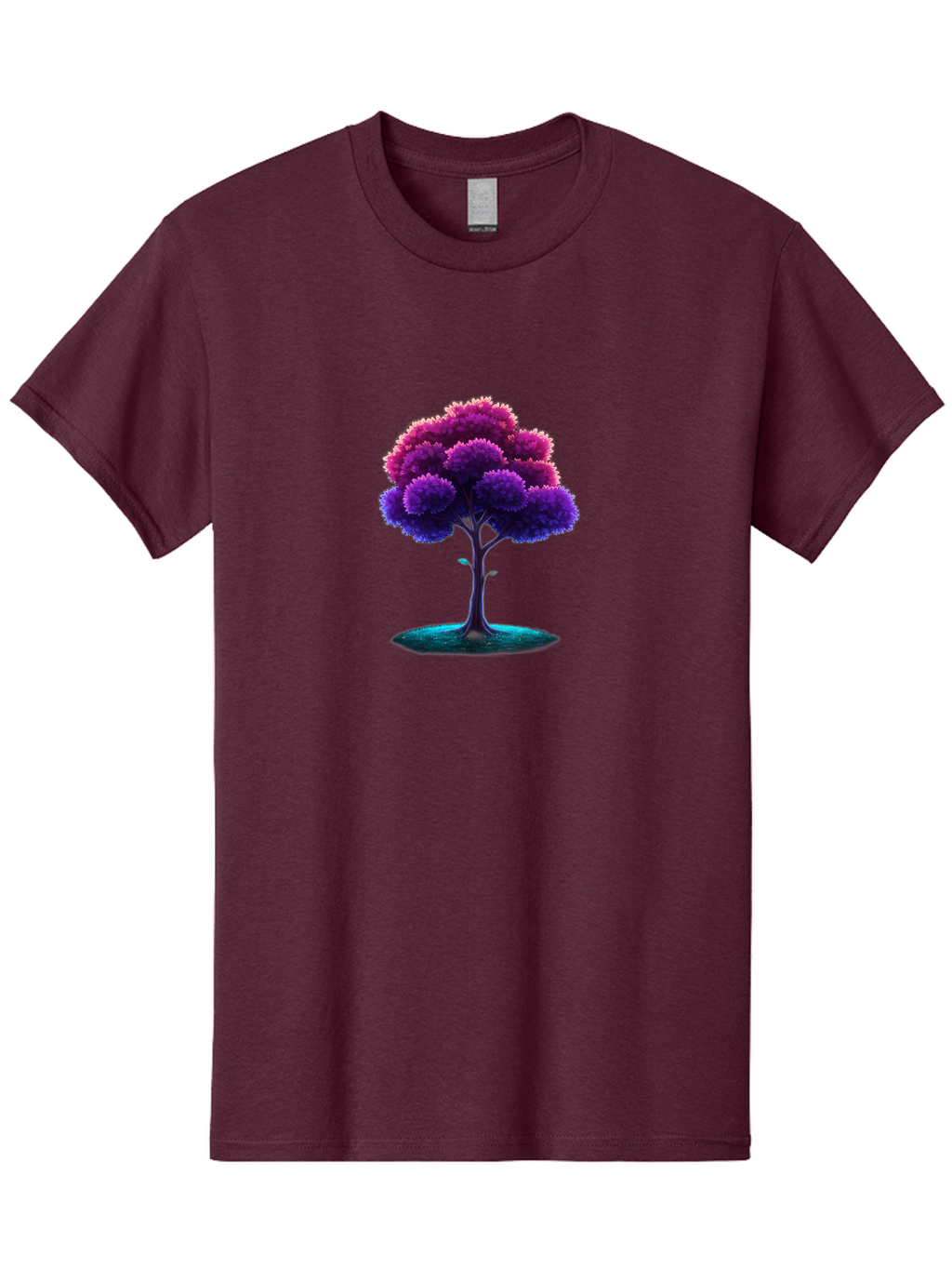Purple-Tree Men'S Graphic Tee, 100% Cotton, Comfortable Casual Summer Wear, Machine Washable, Purple Tree, Colorful Tree, Vibrant Foliage, Digital Art, Fantasy Tree, Artistic Representation, Nature-Inspired Graphics, Gradient Colors, Bab268