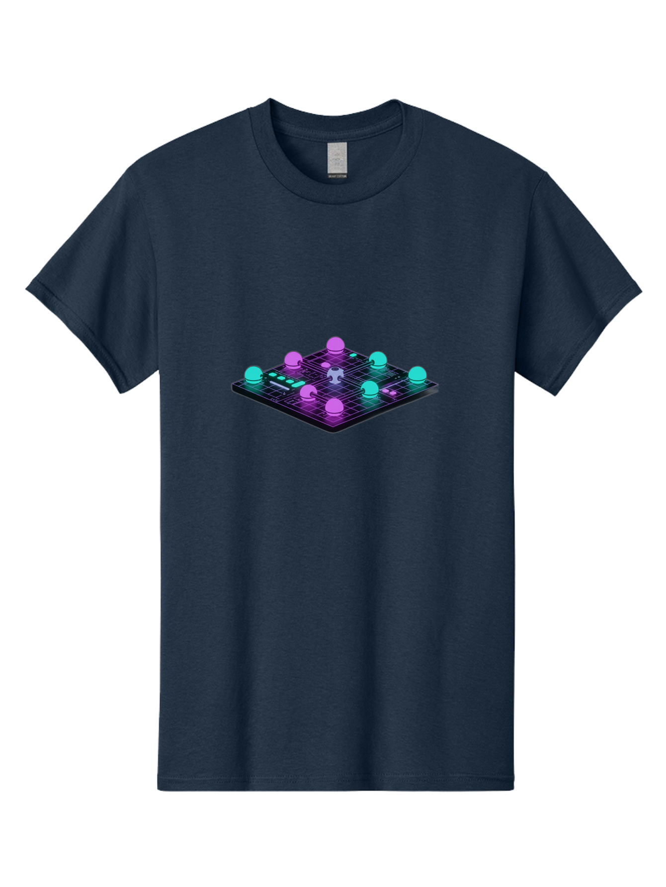 Puzzle-Grid Men'S Graphic Tee, 100% Cotton, Comfortable Casual Summer Wear, Machine Washable, Game Board, Strategy Game, Puzzle Pieces, Neon Lights, Grid Pattern, Futuristic Design, Interactive Gameplay, 3D Graphics Bab270