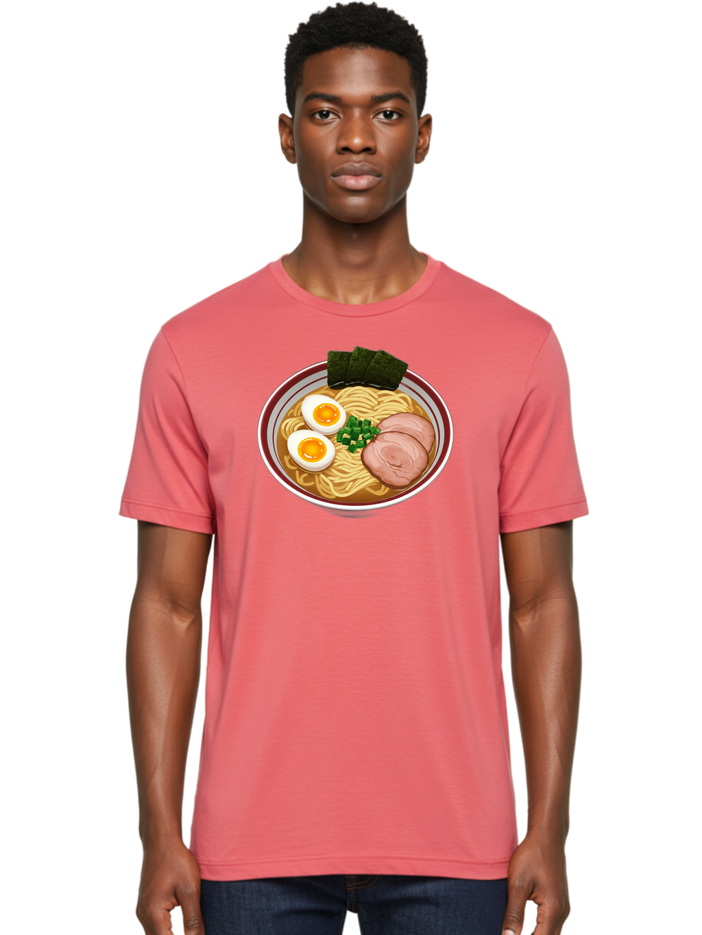 Ramen-13 Men'S Graphic Tee, 100% Cotton, Comfortable Casual Summer Wear, Machine Washable, Bowl Of Ramen, Steaming Hot Noodles, Sliced Pork, Soft-Boiled Egg, Seaweed, Green Onions, Savory Broth, Japanese Cuisine, Comforting Dish, Noodle Soup Bab279