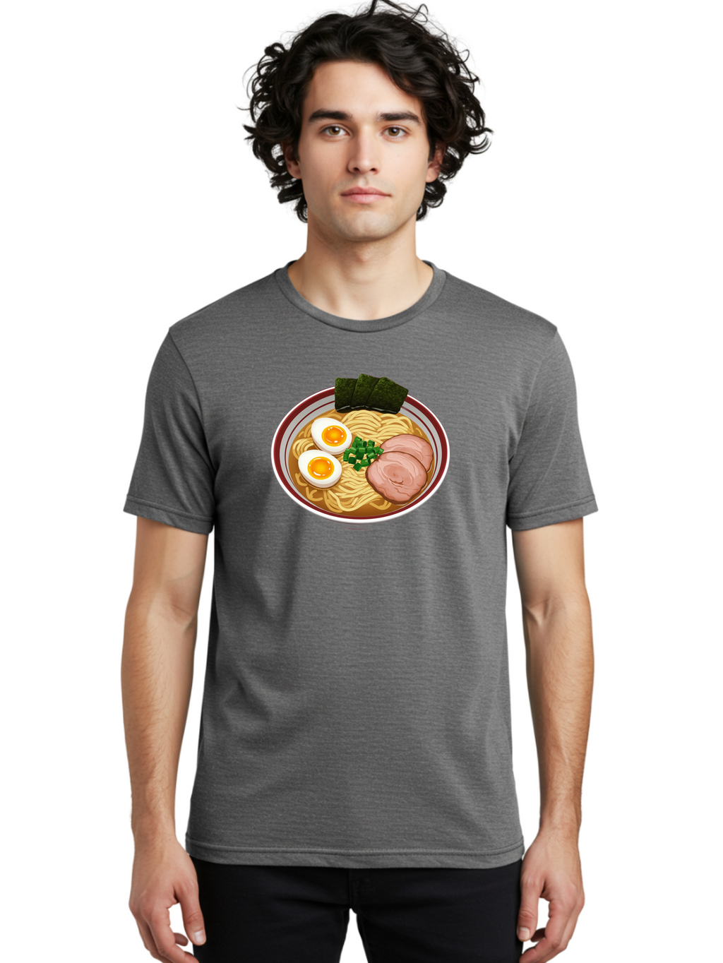 Ramen-13 Men'S Graphic Tee, 100% Cotton, Comfortable Casual Summer Wear, Machine Washable, Bowl Of Ramen, Steaming Hot Noodles, Sliced Pork, Soft-Boiled Egg, Seaweed, Green Onions, Savory Broth, Japanese Cuisine, Comforting Dish, Noodle Soup Bab279