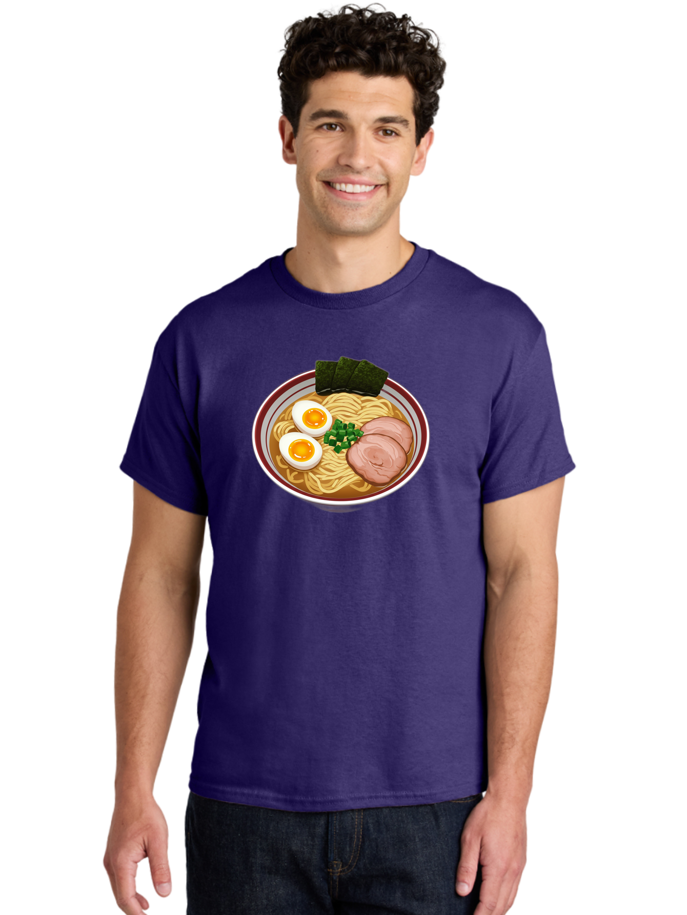 Ramen-13 Men'S Graphic Tee, 100% Cotton, Comfortable Casual Summer Wear, Machine Washable, Bowl Of Ramen, Steaming Hot Noodles, Sliced Pork, Soft-Boiled Egg, Seaweed, Green Onions, Savory Broth, Japanese Cuisine, Comforting Dish, Noodle Soup Bab279