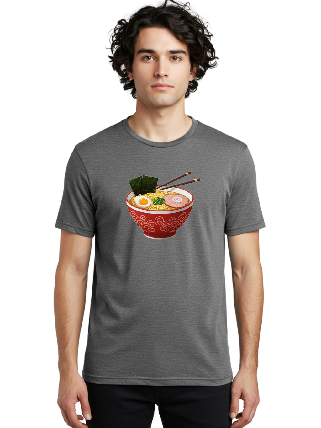 Ramen-14 Men'S Graphic Tee, 100% Cotton, Comfortable Casual Summer Wear, Machine Washable, Ramen Noodles, Japanese Cuisine, Noodle Soup, Boiled Egg, Sliced Pork, Seaweed, Green Onions, Chopsticks, Savory Broth, Asian Food Bab280