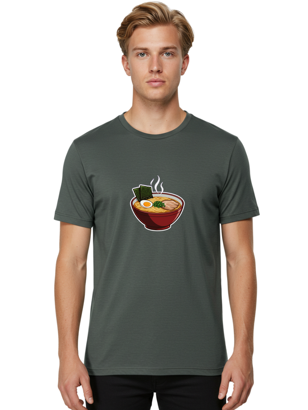 Ramen-15 Men'S Graphic Tee, 100% Cotton, Comfortable Casual Summer Wear, Machine Washable, Steaming Hot Ramen, Japanese Noodle Soup, Boiled Egg, Green Onions, Slices Of Pork, Seaweed, Savory Broth, Asian Cuisine, Comfort Food, Noodle Dishes Bab281