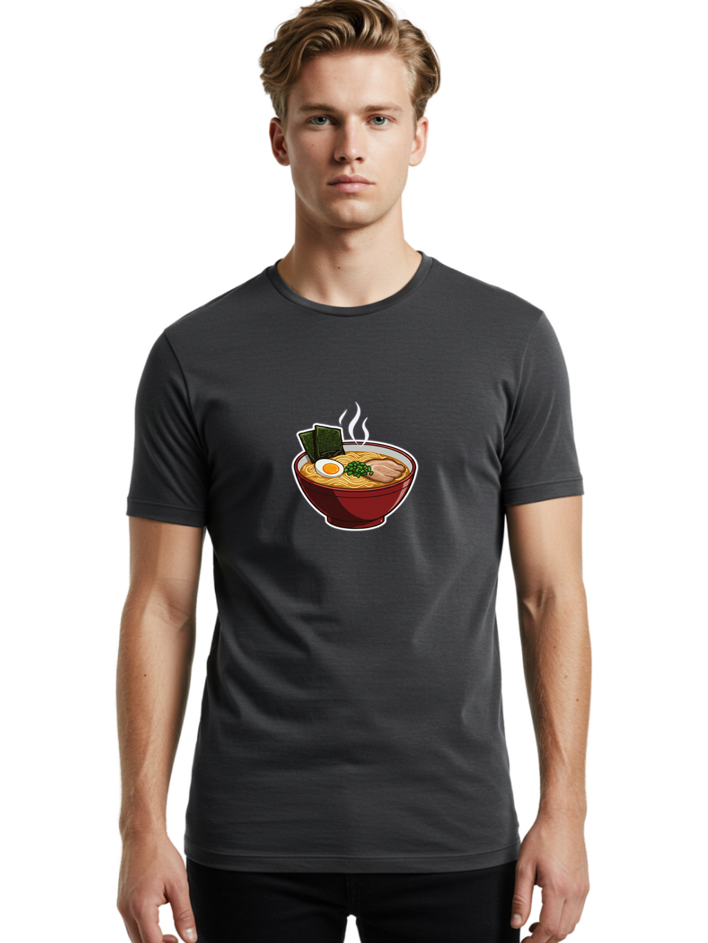 Ramen-15 Men'S Graphic Tee, 100% Cotton, Comfortable Casual Summer Wear, Machine Washable, Steaming Hot Ramen, Japanese Noodle Soup, Boiled Egg, Green Onions, Slices Of Pork, Seaweed, Savory Broth, Asian Cuisine, Comfort Food, Noodle Dishes Bab281