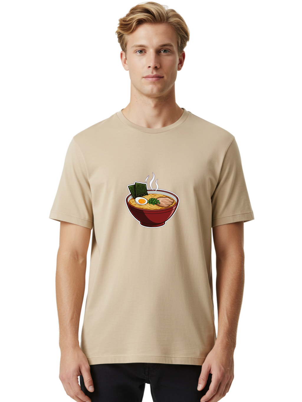 Ramen-15 Men'S Graphic Tee, 100% Cotton, Comfortable Casual Summer Wear, Machine Washable, Steaming Hot Ramen, Japanese Noodle Soup, Boiled Egg, Green Onions, Slices Of Pork, Seaweed, Savory Broth, Asian Cuisine, Comfort Food, Noodle Dishes Bab281