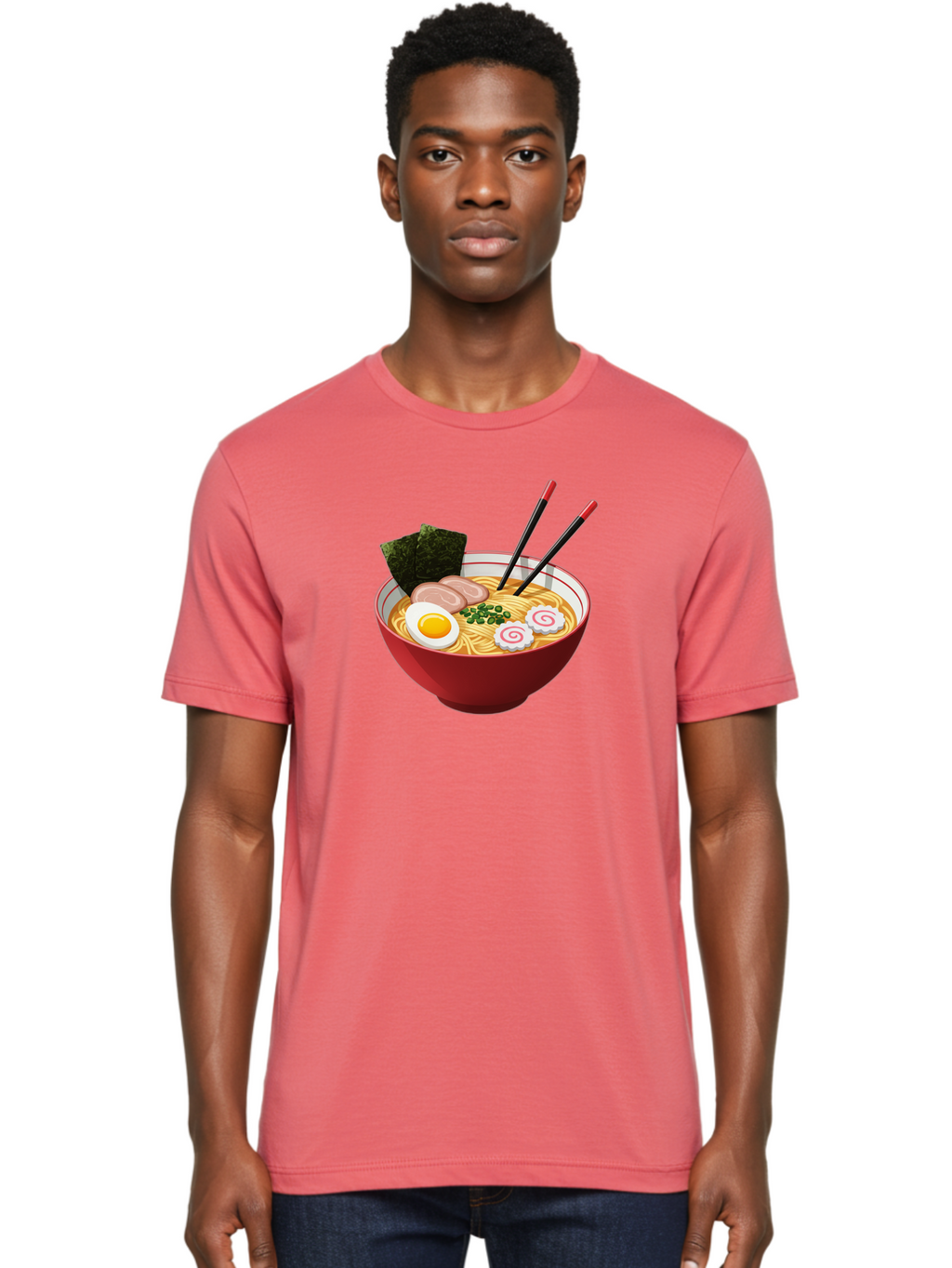 Ramen-6 Men'S Graphic Tee, 100% Cotton, Comfortable Casual Summer Wear, Machine Washable, Steaming Hot Ramen, Japanese Cuisine, Noodle Soup, Boiled Egg, Sliced Pork, Green Onions, Seaweed, Chopsticks, Savory Broth, Comforting Meal, Bab286
