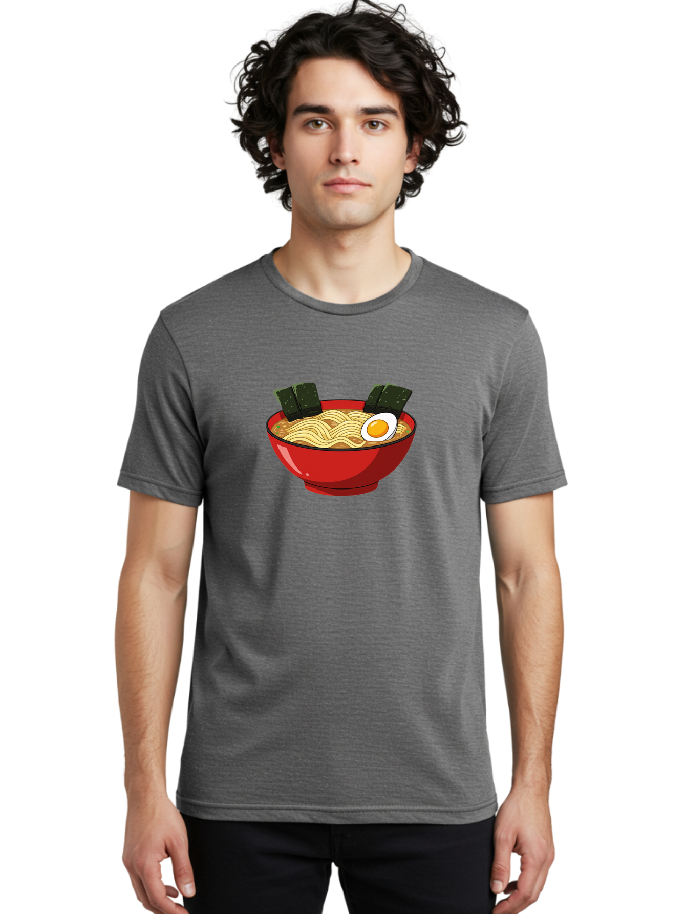 Ramen-9 Men'S Graphic Tee, 100% Cotton, Comfortable Casual Summer Wear, Machine Washable, Steaming Bowl Of Ramen, Savory Broth, Springy Noodles, Boiled Egg, Seaweed Strips, Japanese Cuisine, Comfort Food, Noodle Soup Bab289