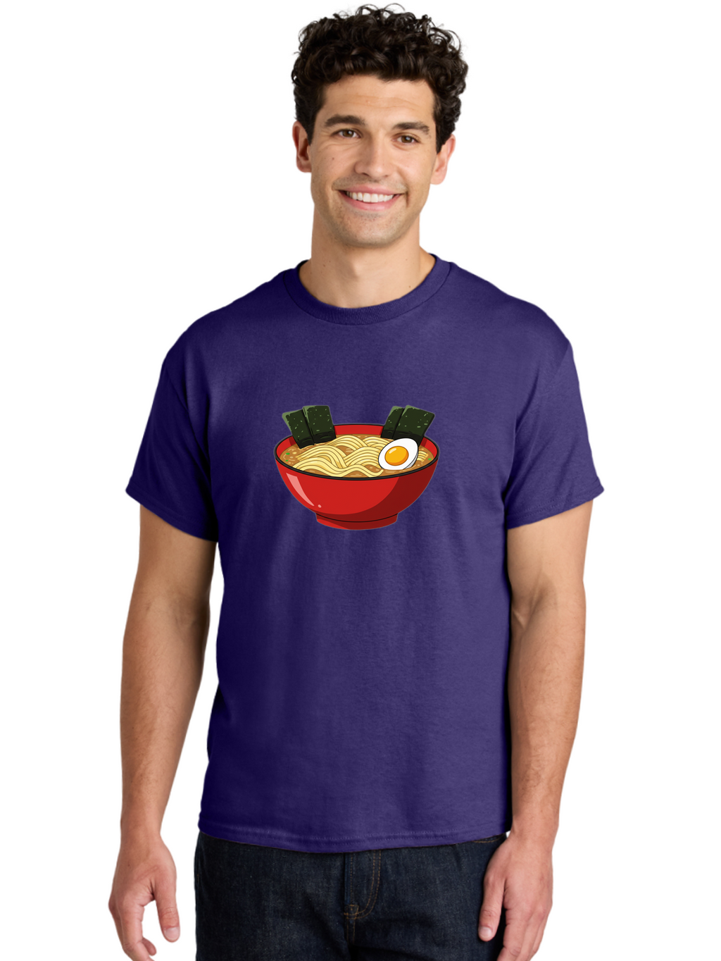 Ramen-9 Men'S Graphic Tee, 100% Cotton, Comfortable Casual Summer Wear, Machine Washable, Steaming Bowl Of Ramen, Savory Broth, Springy Noodles, Boiled Egg, Seaweed Strips, Japanese Cuisine, Comfort Food, Noodle Soup Bab289