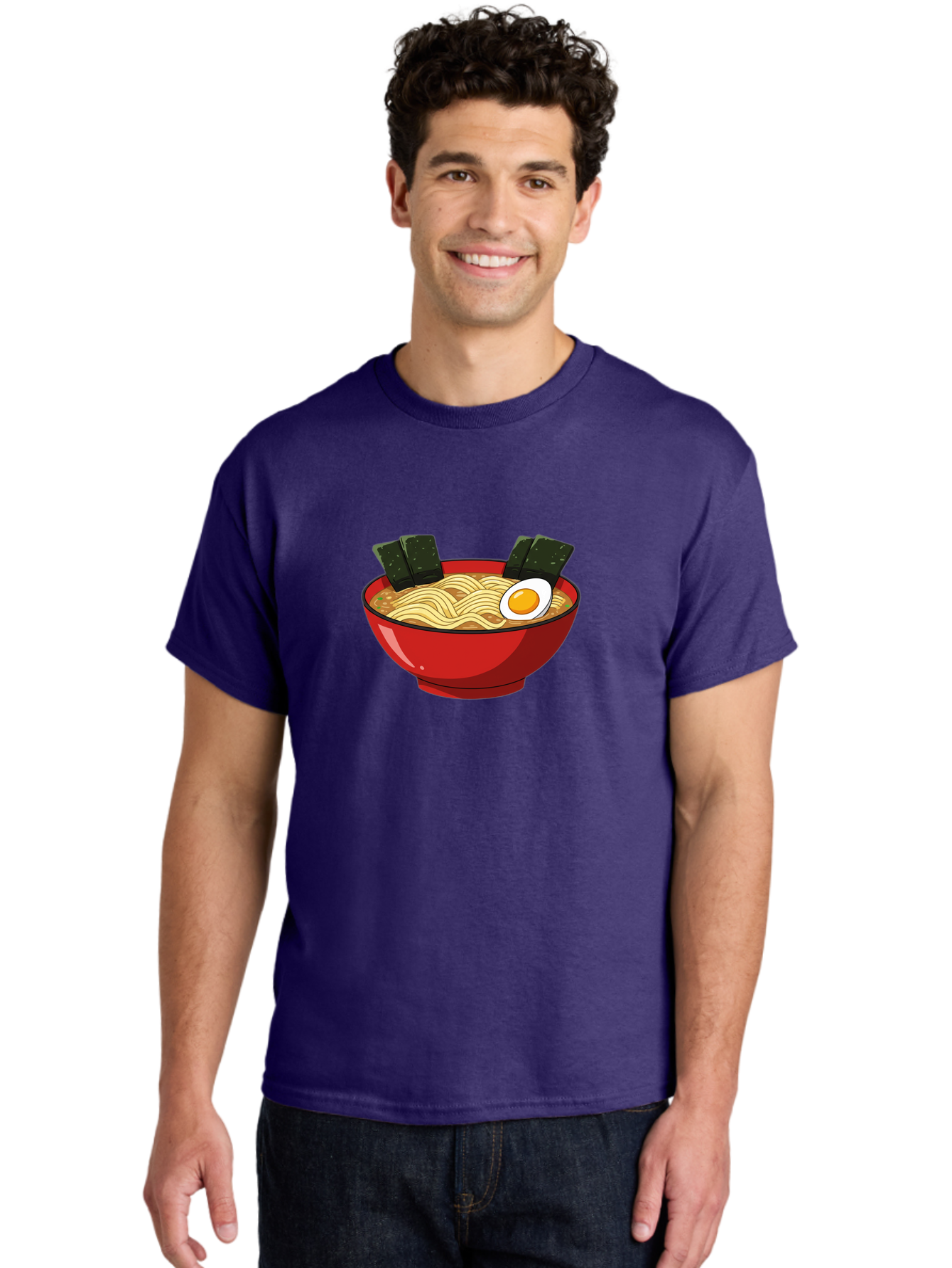 Ramen-9 Men'S Graphic Tee, 100% Cotton, Comfortable Casual Summer Wear, Machine Washable, Steaming Bowl Of Ramen, Savory Broth, Springy Noodles, Boiled Egg, Seaweed Strips, Japanese Cuisine, Comfort Food, Noodle Soup Bab289