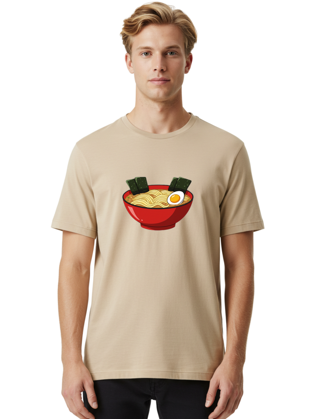 Ramen-9 Men'S Graphic Tee, 100% Cotton, Comfortable Casual Summer Wear, Machine Washable, Steaming Bowl Of Ramen, Savory Broth, Springy Noodles, Boiled Egg, Seaweed Strips, Japanese Cuisine, Comfort Food, Noodle Soup Bab289
