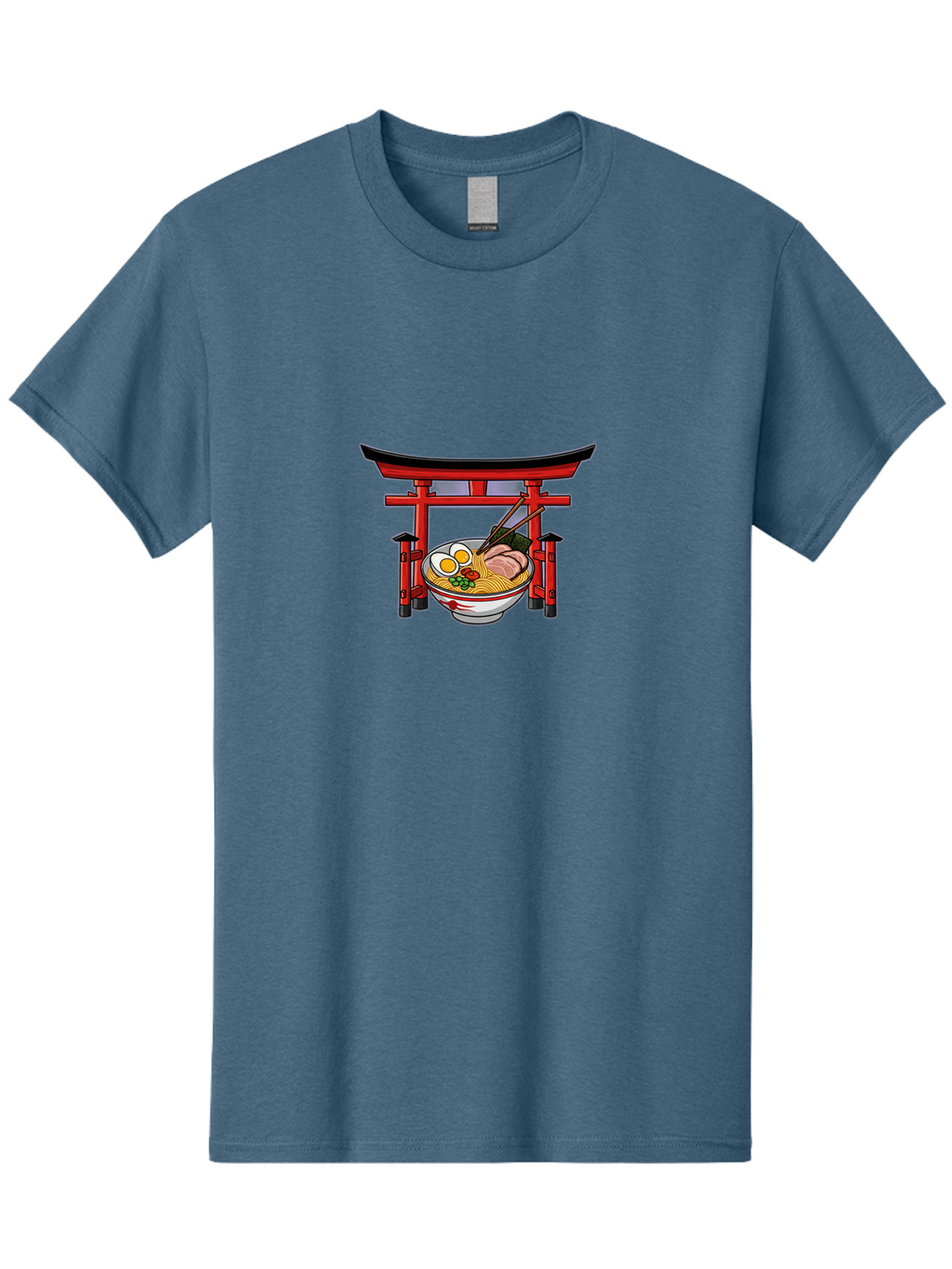 Ramen-And-Torii-Gate Men'S Graphic Tee, 100% Cotton, Comfortable Casual Summer Wear, Machine Washable, Japanese Ramen, Delicious Noodles, Savory Pork, Soft Boiled Egg, Torii Gate, Japanese Culture, Traditional Food, Asian Cuisine, Noodle Soup Bab290