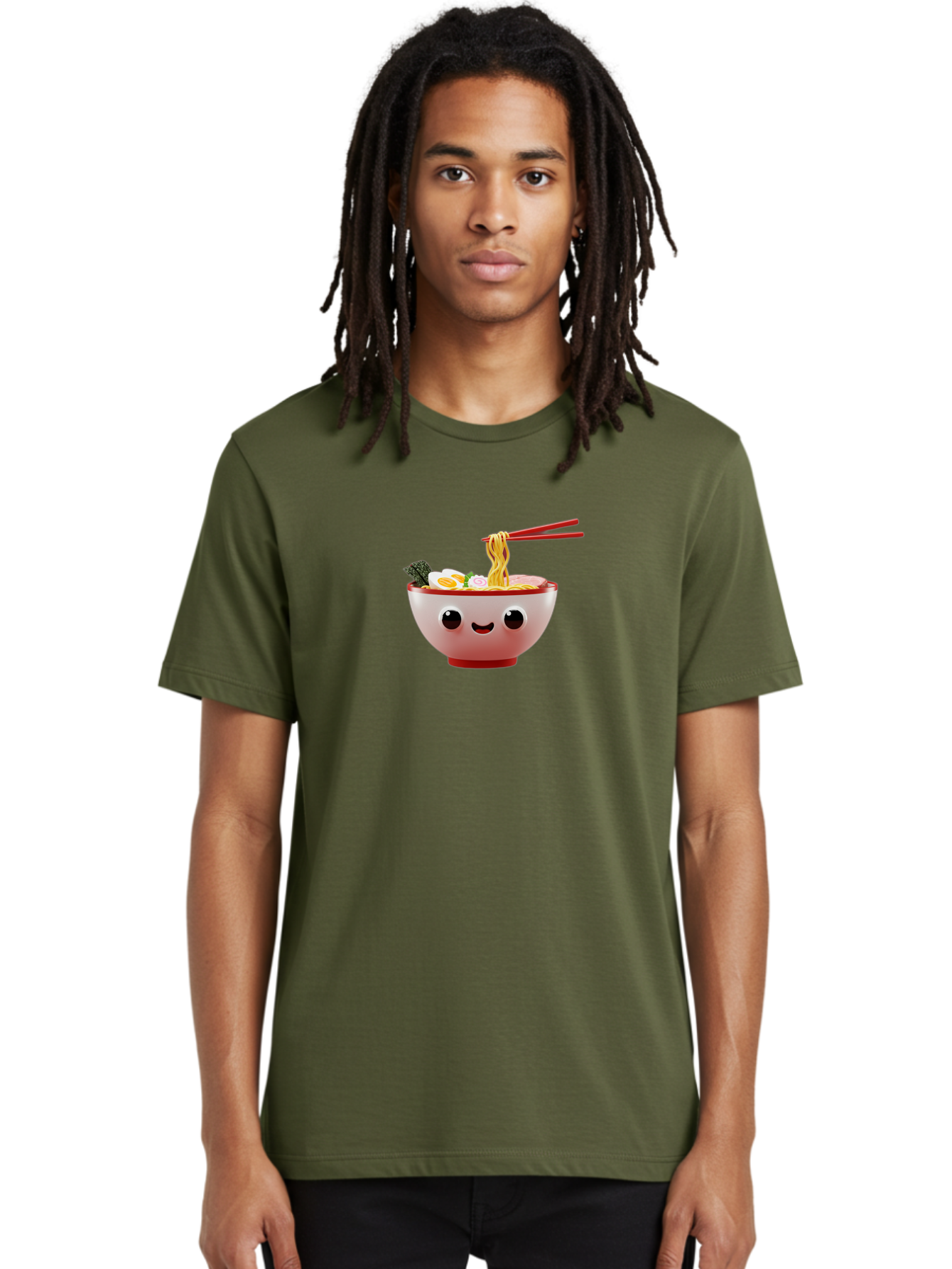 Ramen-Bowl-2 Men'S Graphic Tee, 100% Cotton, Comfortable Casual Summer Wear, Machine Washable, Delicious Ramen, Steaming Hot Noodles, Sliced Egg, Savory Broth, Food Art, Kawaii Culture, Cute Character, Japanese Cuisine, Tasty Meal, Bab292