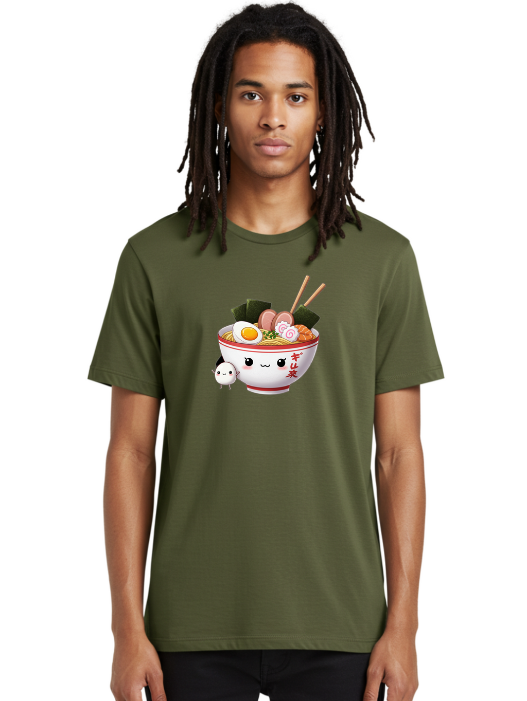 Ramen-Bowl-8 Men'S Graphic Tee, 100% Cotton, Comfortable Casual Summer Wear, Machine Washable, Kawaii Ramen, Steaming Hot Noodles, Boiled Egg, Sliced Pork, Seaweed, Japanese Cuisine, Cartoon Food, Ramen Character, Adorable Illustration, Bab298