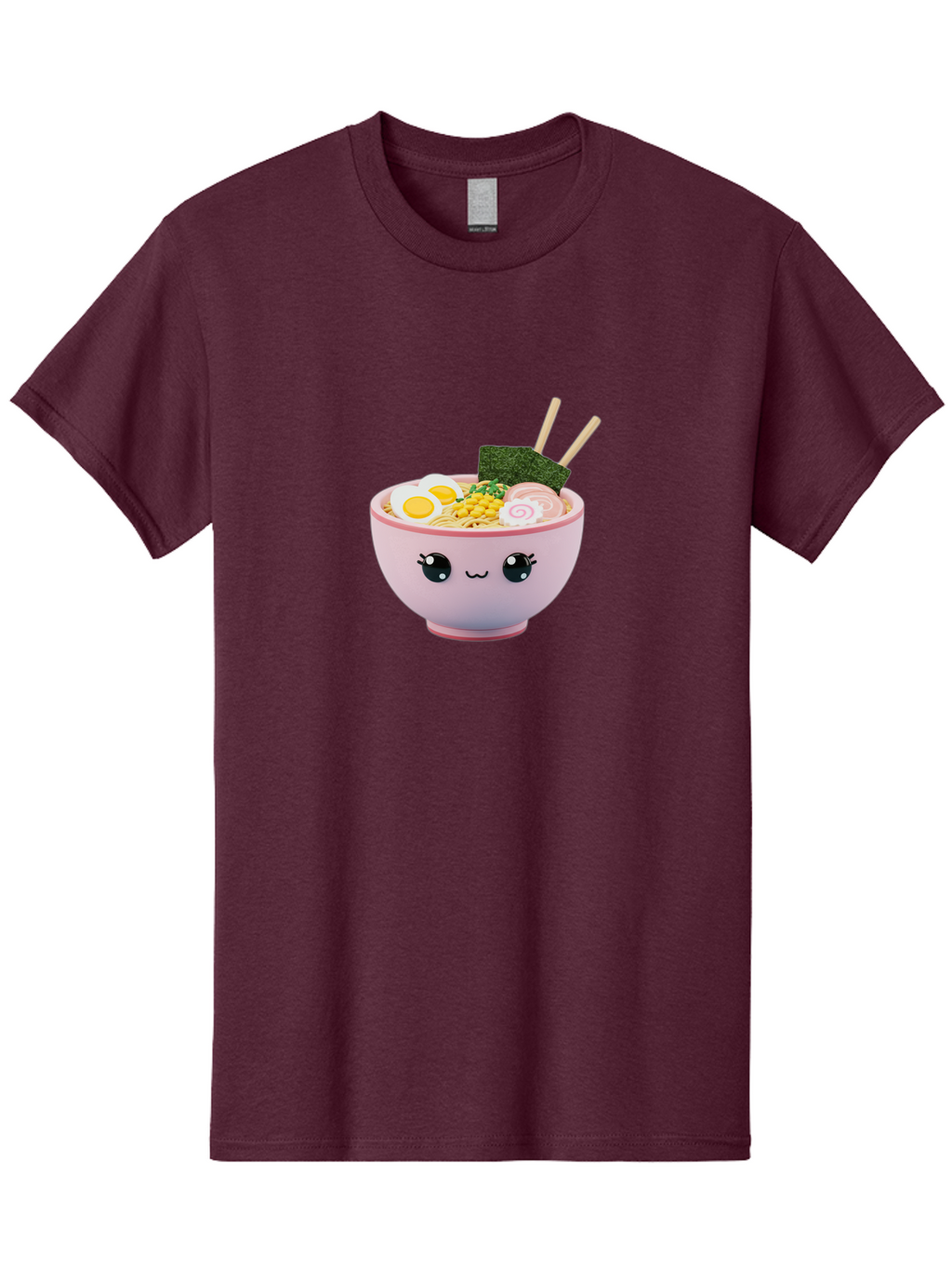 Ramen-Bowl Men'S Graphic Tee, 100% Cotton, Comfortable Casual Summer Wear, Machine Washable, Delicious Ramen, Steaming Hot Noodles, Cartoon Bowl, Kawaii Food, Japanese Cuisine, Tasty Meal, Cute Dish, Boiled Egg, Seaweed, Chopsticks Bab300