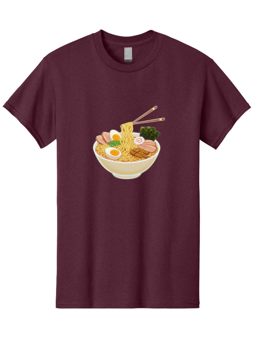 Ramen-Noodle-1 Men'S Graphic Tee, 100% Cotton, Comfortable Casual Summer Wear, Machine Washable, Delicious Ramen, Steaming Hot Noodles, Savory Pork Slices, Boiled Egg, Seaweed, Chopsticks, Japanese Cuisine, Noodle Soup, Comfort Food, Bab302