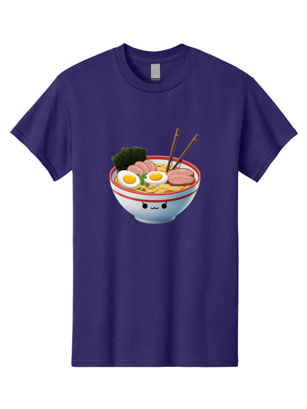 Ramen-Noodle-Bowl-1 Men'S Graphic Tee, 100% Cotton, Comfortable Casual Summer Wear, Machine Washable, Steaming Hot Ramen, Japanese Cuisine, Egg And Meat Toppings, Boiled Egg, Sliced Pork, Seaweed, Chopsticks, Kawaii Culture, Noodle Soup, Bab303