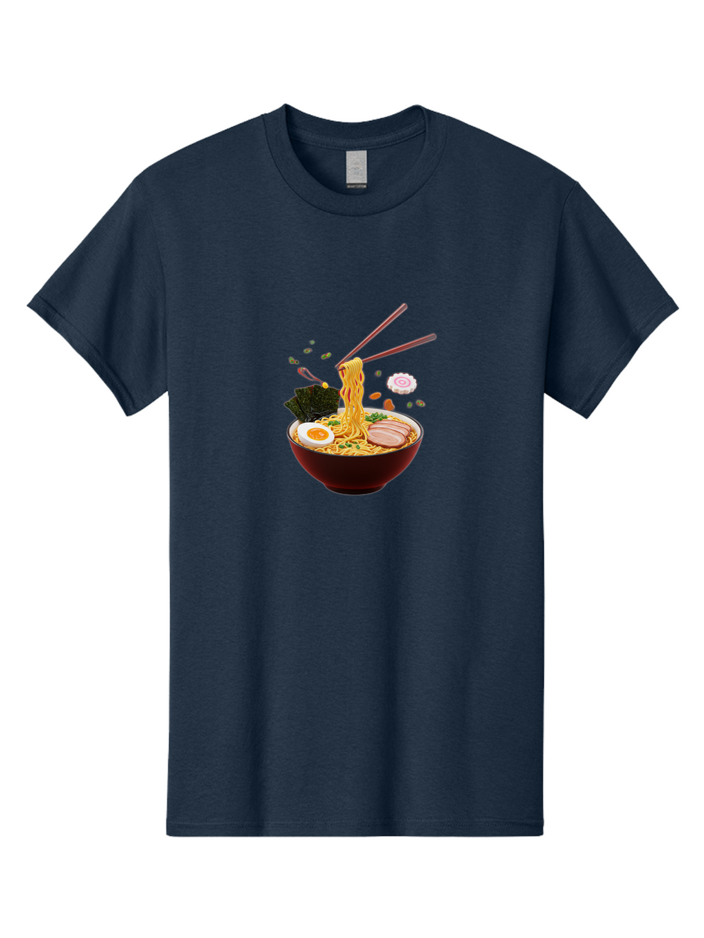 Ramen-Noodles-1 Men'S Graphic Tee, 100% Cotton, Comfortable Casual Summer Wear, Machine Washable, Bowl Of Ramen, Noodles, Sliced Egg, Seaweed, Pork Slices, Green Onions, Sesame Seeds, Chopsticks, Japanese Cuisine, Comfort Food, Savory Dish, Bab309