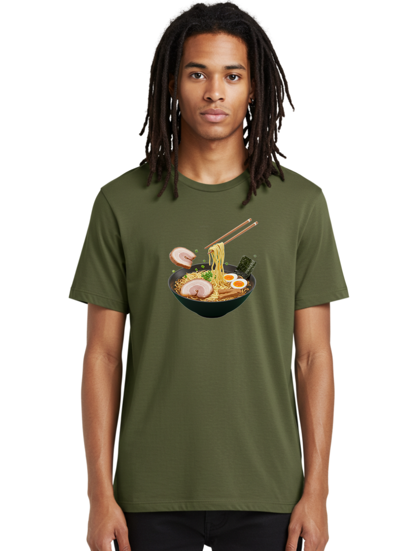 Ramen-Noodles-2 Men'S Graphic Tee, 100% Cotton, Comfortable Casual Summer Wear, Machine Washable, Ramen Noodles, Noodle Bowl, Japanese Cuisine, Pork Slices, Soft-Boiled Eggs, Seaweed, Bamboo Shoots, Chopsticks, Asian Food, Delicious Meal, Bab310