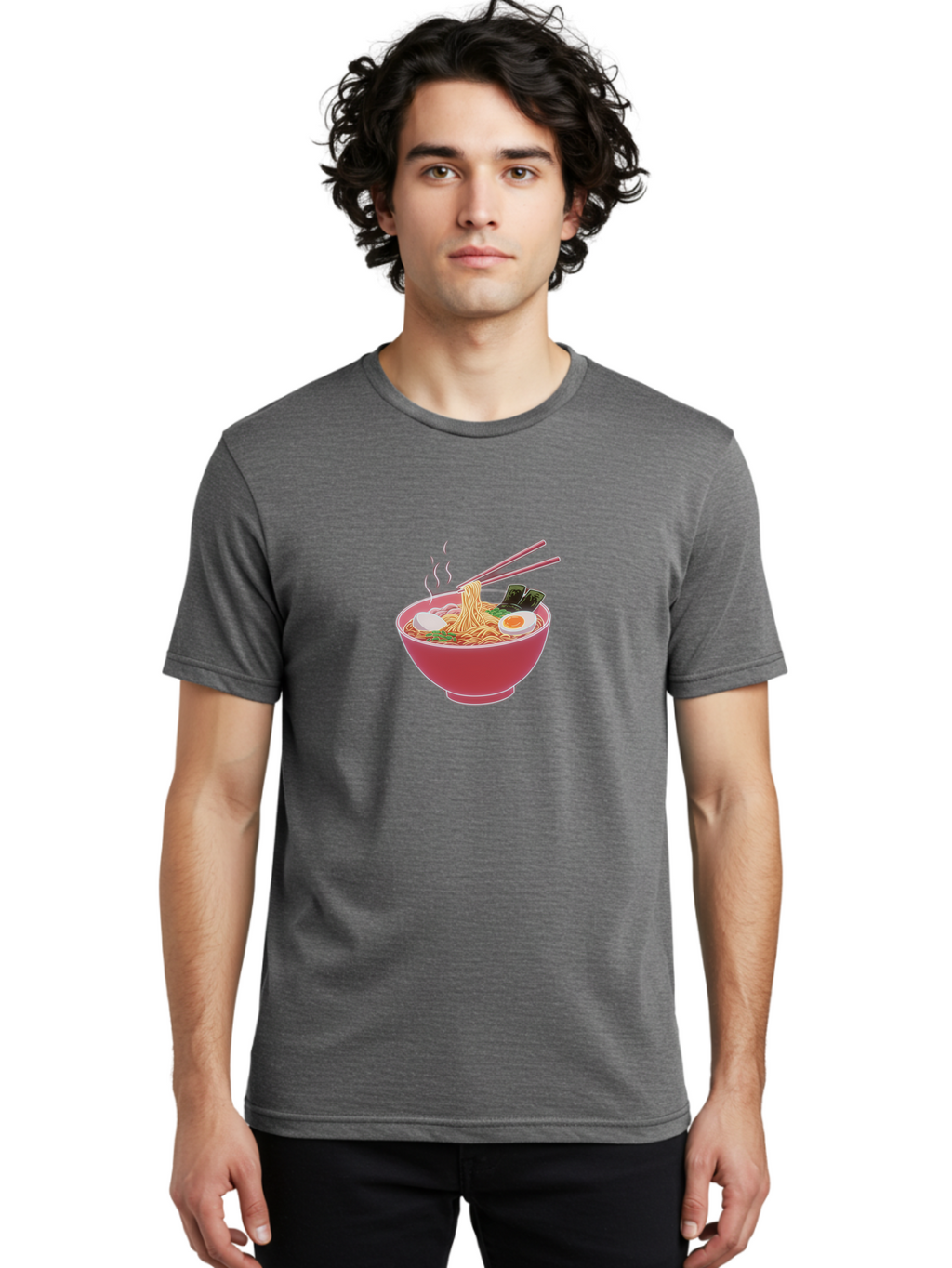 Ramen-Noodles-4 Men'S Graphic Tee, 100% Cotton, Comfortable Casual Summer Wear, Machine Washable, Steaming Hot Ramen, Bowl Of Noodles, Sliced Boiled Egg, Seaweed, Savory Toppings, Asian Cuisine, Comfort Food, Delicious Meal, Bab312