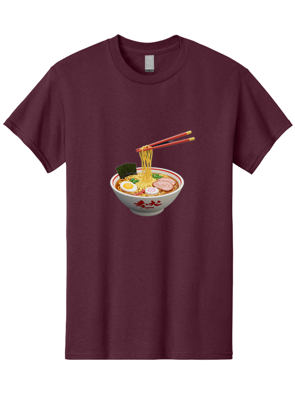 Ramen-Noodles-6 Men'S Graphic Tee, 100% Cotton, Comfortable Casual Summer Wear, Machine Washable, Steaming Bowl Of Ramen, Japanese Noodle Soup, Boiled Egg, Sliced Pork, Seaweed, Green Onions, Chopsticks, Asian Cuisine, Savory Broth, Bab314
