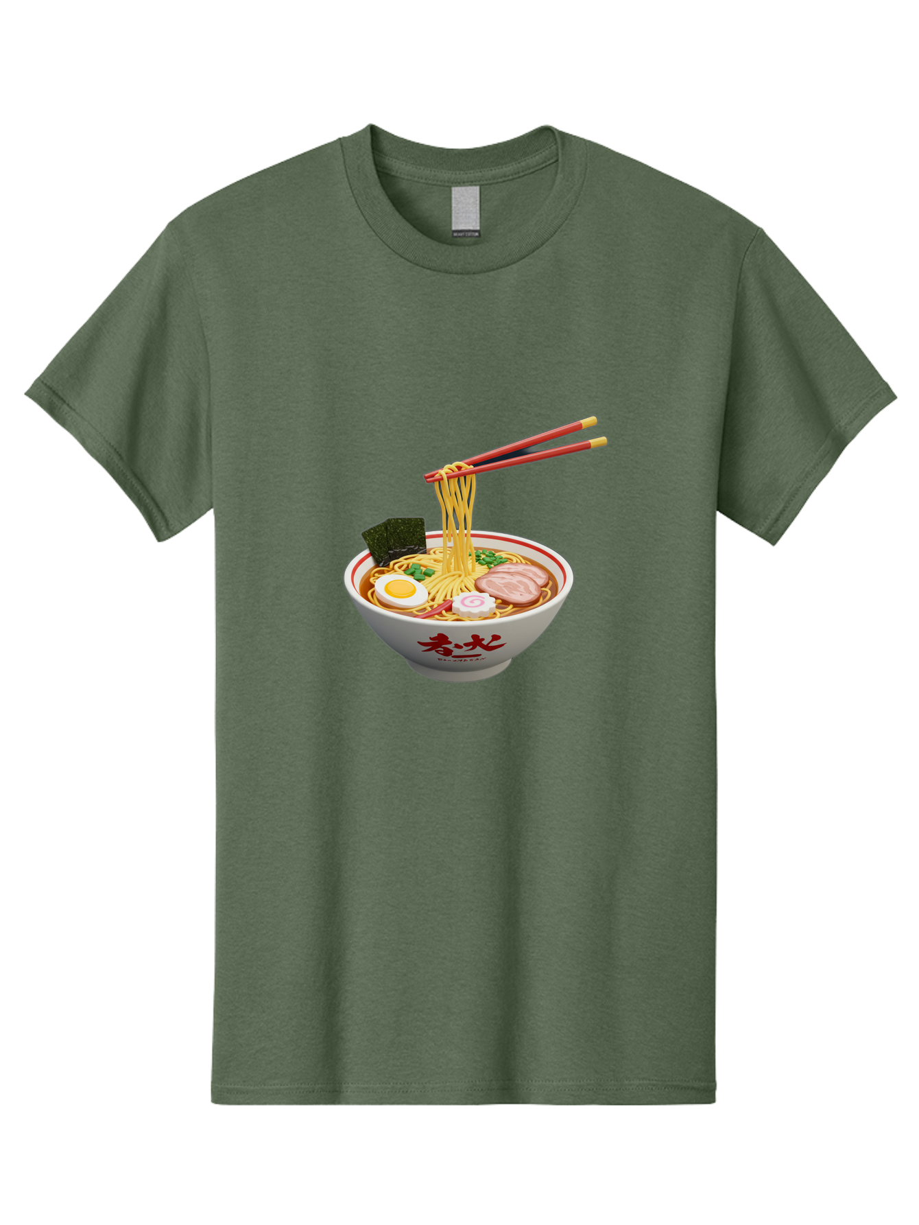 Ramen-Noodles-6 Men'S Graphic Tee, 100% Cotton, Comfortable Casual Summer Wear, Machine Washable, Steaming Bowl Of Ramen, Japanese Noodle Soup, Boiled Egg, Sliced Pork, Seaweed, Green Onions, Chopsticks, Asian Cuisine, Savory Broth, Bab314