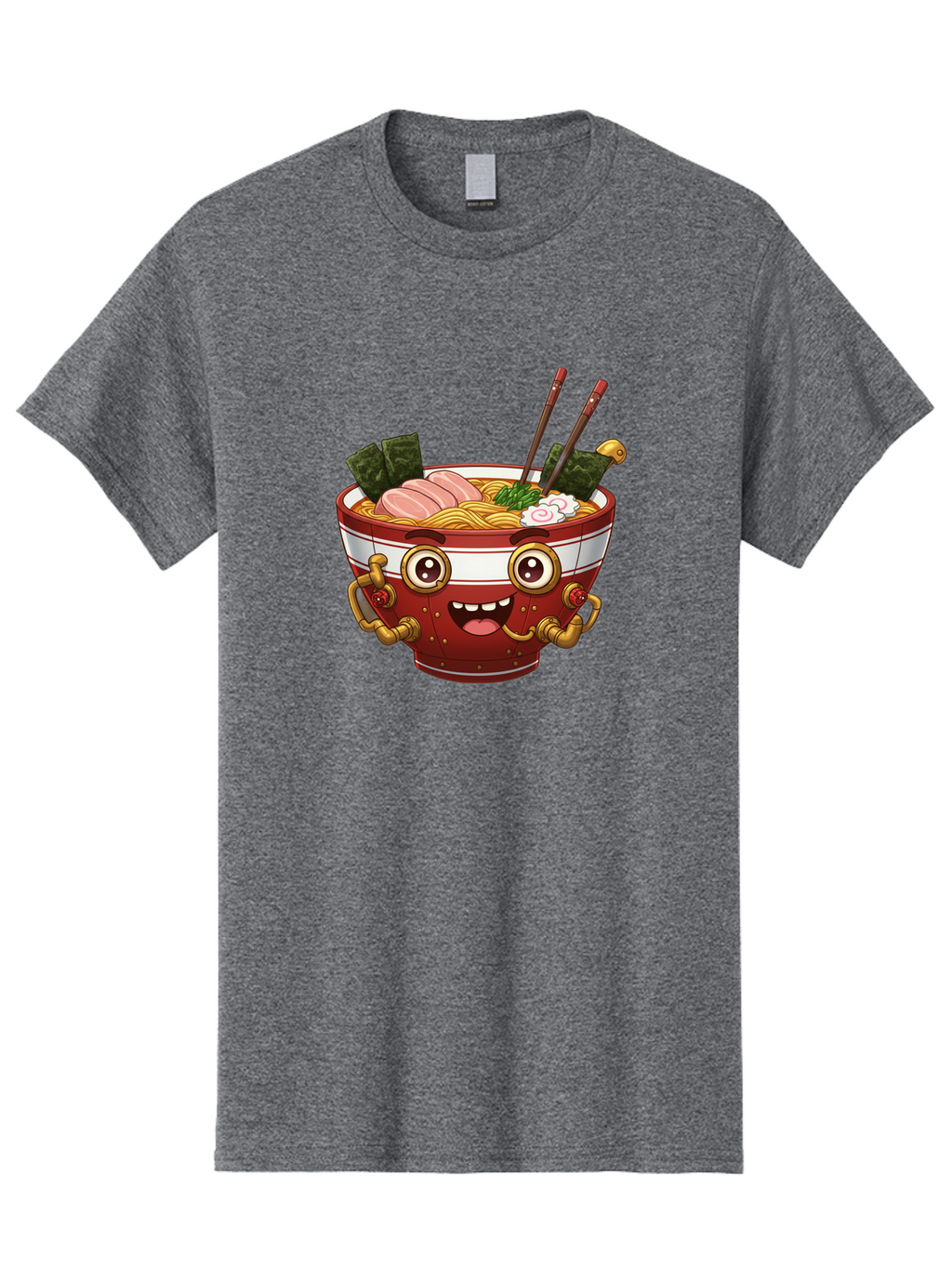 Ramen-Robot-1 Men'S Graphic Tee, 100% Cotton, Comfortable Casual Summer Wear, Machine Washable, Steaming Hot Ramen, Japanese Noodle Soup, Cartoon Ramen Bowl, Robotic Ramen, Delicious Food, Anime Style, Asian Cuisine, Tasty Noodles, Bab317