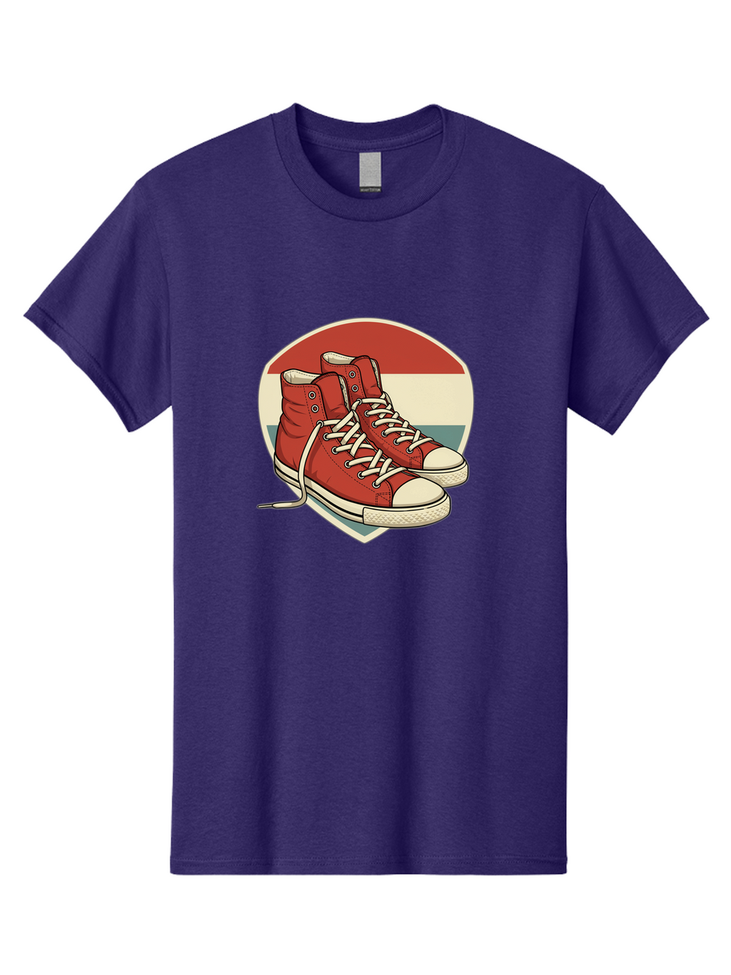 Red-Converse-Shoes Men'S Graphic Tee, 100% Cotton, Comfortable Casual Summer Wear, Machine Washable, Red High Top Sneakers, White Laces, Converse Shoes, Retro Sneakers, Vintage Footwear, Casual Wear, Comfortable Shoes, Red Canvas Sneakers, Bab325