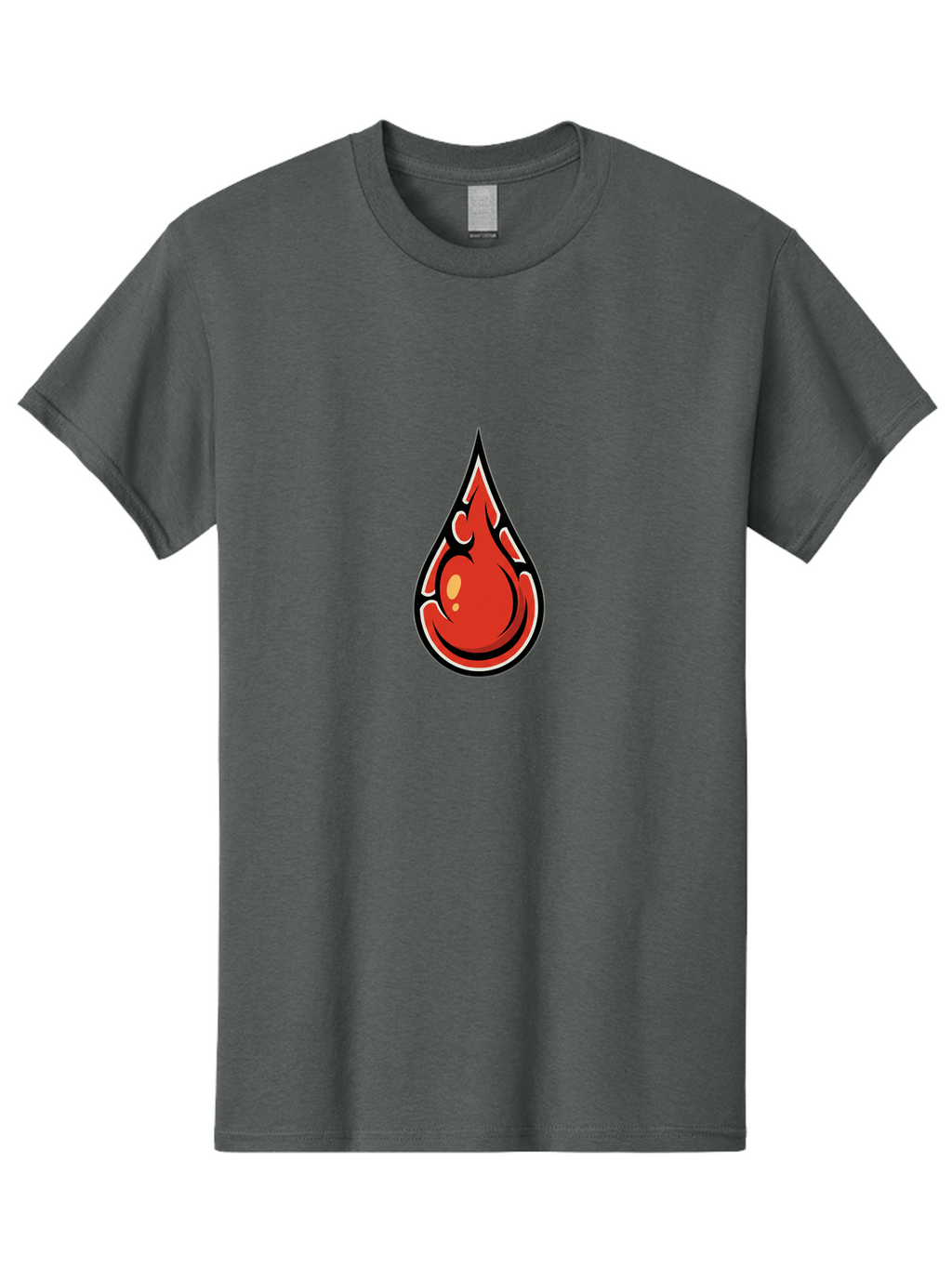 Red-Drop Men'S Graphic Tee, 100% Cotton, Comfortable Casual Summer Wear, Machine Washable, Flame Design, Teardrop Shape, Bold Graphics, Abstract Art, Vibrant Red, Dynamic Illustration, Stylized Flame, Modern Graphic Design, Fiery Element, Bab326