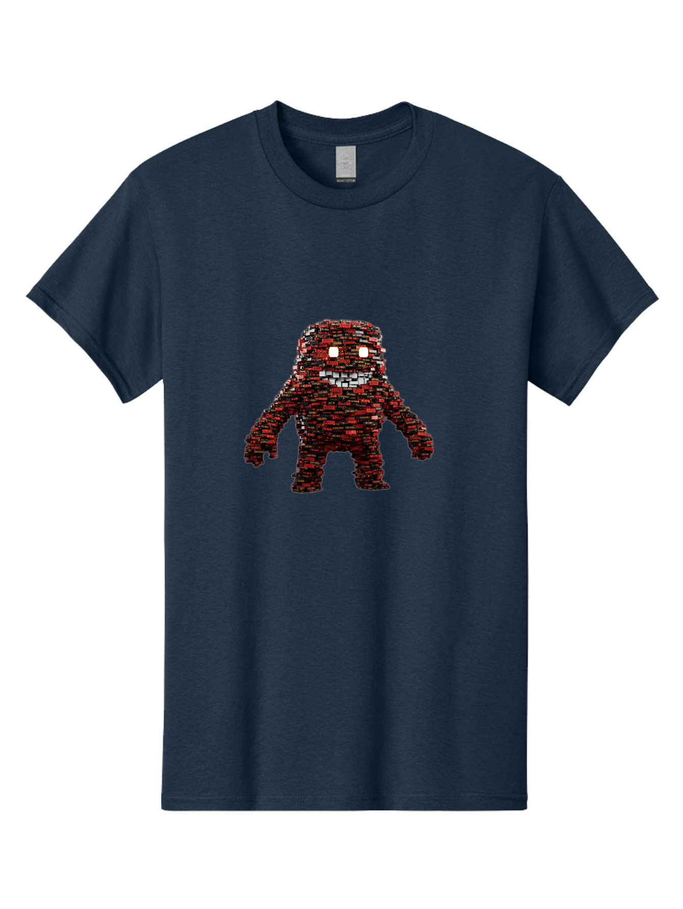 Red-Pixel-Monster Men'S Graphic Tee, 100% Cotton, Comfortable Casual Summer Wear, Machine Washable, Mosaic Art, Pixelated Creature, Red And Black Hues, Glowing Eyes, Abstract Character, Digital Artwork, Creative Design, Futuristic Being, Bab330