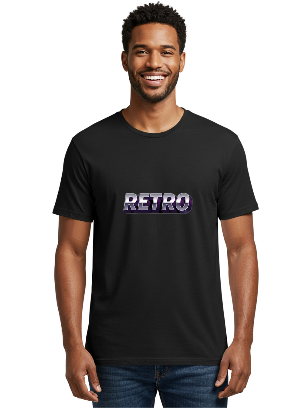 Retro Men'S Graphic Tee, 100% Cotton, Comfortable Casual Summer Wear, Machine Washable, Retro Style, Vintage Aesthetic, Metallic Text, Nostalgic Feel, Classic Design, Bold Typography, Chrome Effect, Retro Vibes Bab338