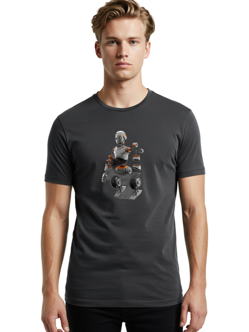 Robot-2 Men'S Graphic Tee, 100% Cotton, Comfortable Casual Summer Wear, Machine Washable, Robot Parts, Disassembled Robot, Robotic Limbs, Mechanical Components, Artificial Intelligence, Robot Design, Futuristic Technology, Robotic Engineering, Bab342