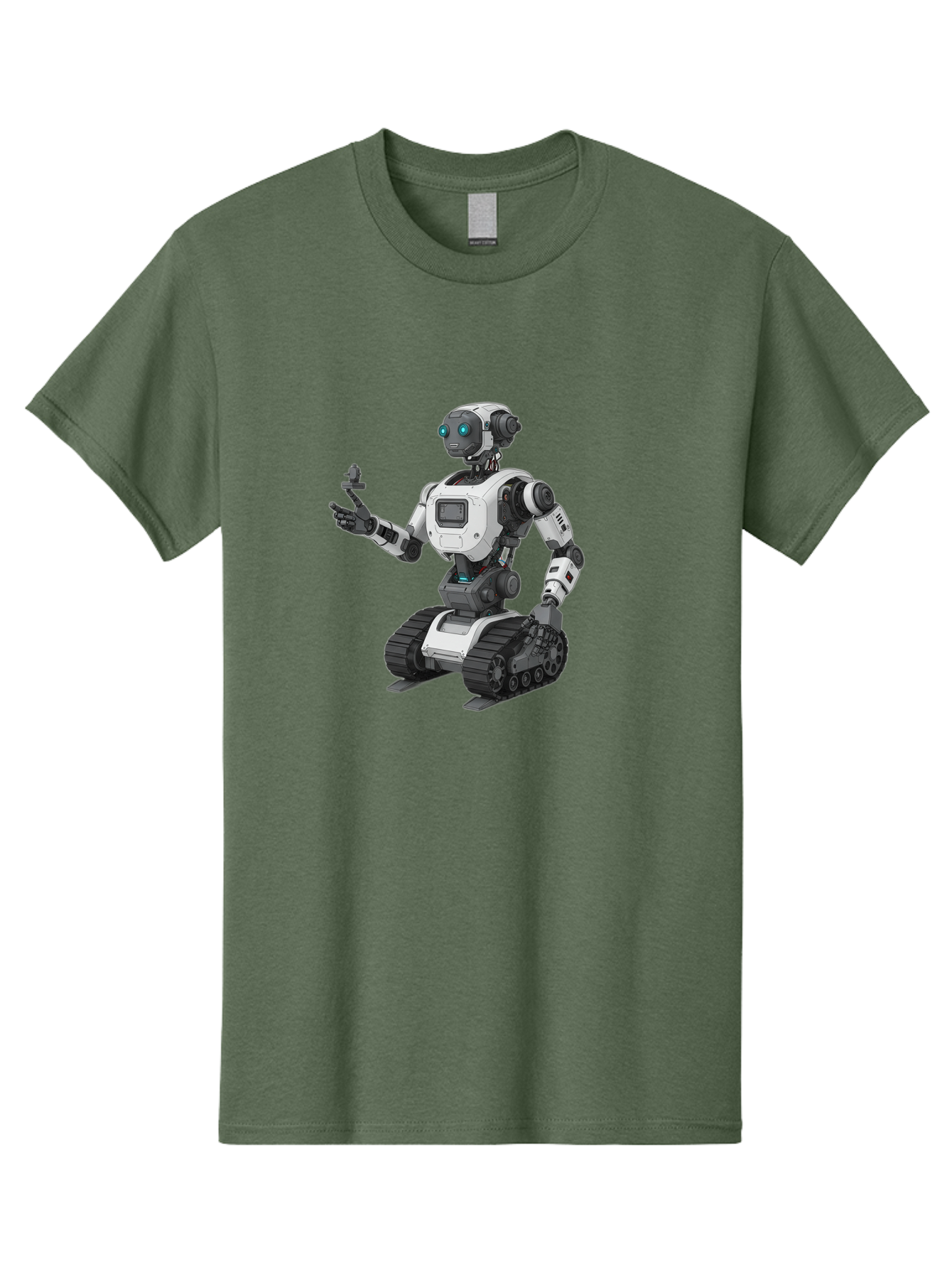 Robot-6 Men'S Graphic Tee, 100% Cotton, Comfortable Casual Summer Wear, Machine Washable, Robot With Tank Tracks, Artificial Intelligence, Futuristic Design, Robotic Technology, Cybernetic Robot, Machine Learning, Robotic Innovation Bab346