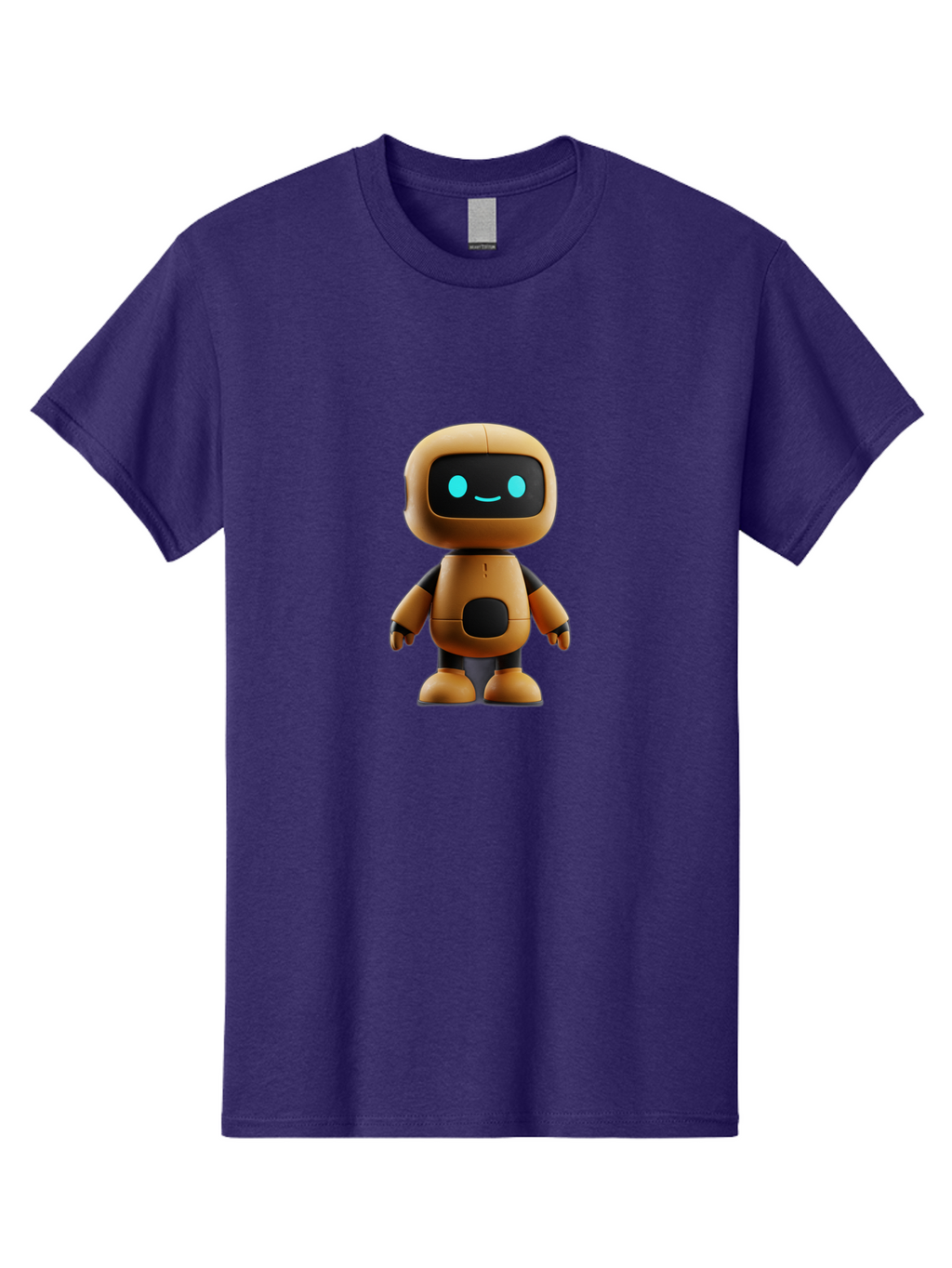 Robot-7 Men'S Graphic Tee, 100% Cotton, Comfortable Casual Summer Wear, Machine Washable, Cartoon Robot, Friendly Face, Smiling Robot, Blue Eyes, Black Screen, Beige Body, Cute Design, Toy Robot, Modern Tech, Futuristic Character, Bab347