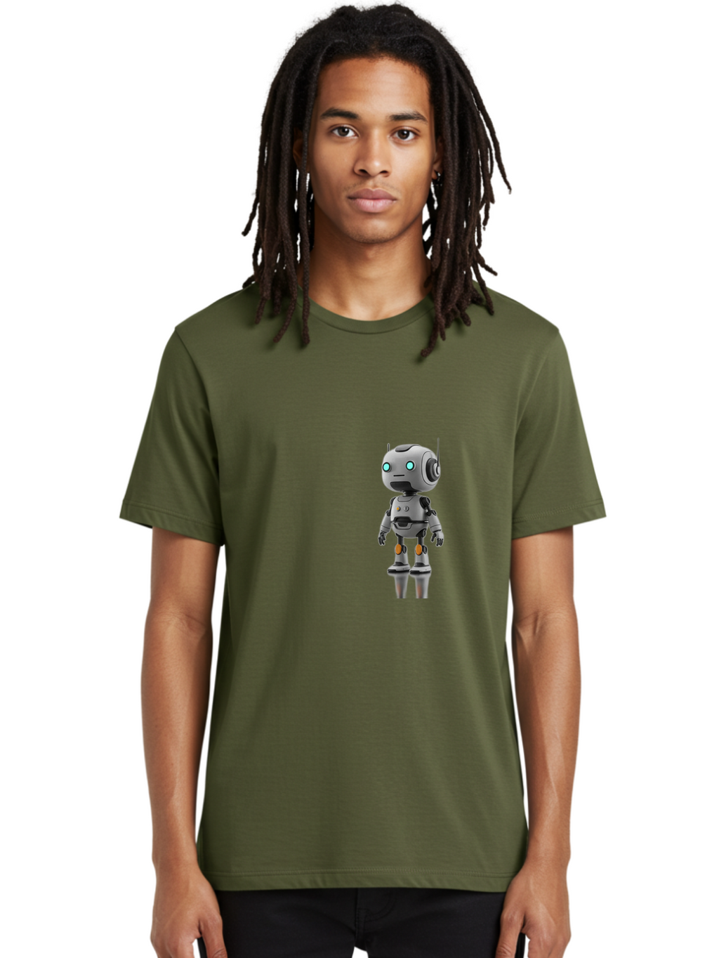 Robot Men'S Graphic Tee, 100% Cotton, Comfortable Casual Summer Wear, Machine Washable, Gray Robot, Artificial Intelligence, Futuristic Design, Robotic Technology, Mechanical Body, Glowing Blue Eyes, Robotic Head, Futuristic Character Bab361