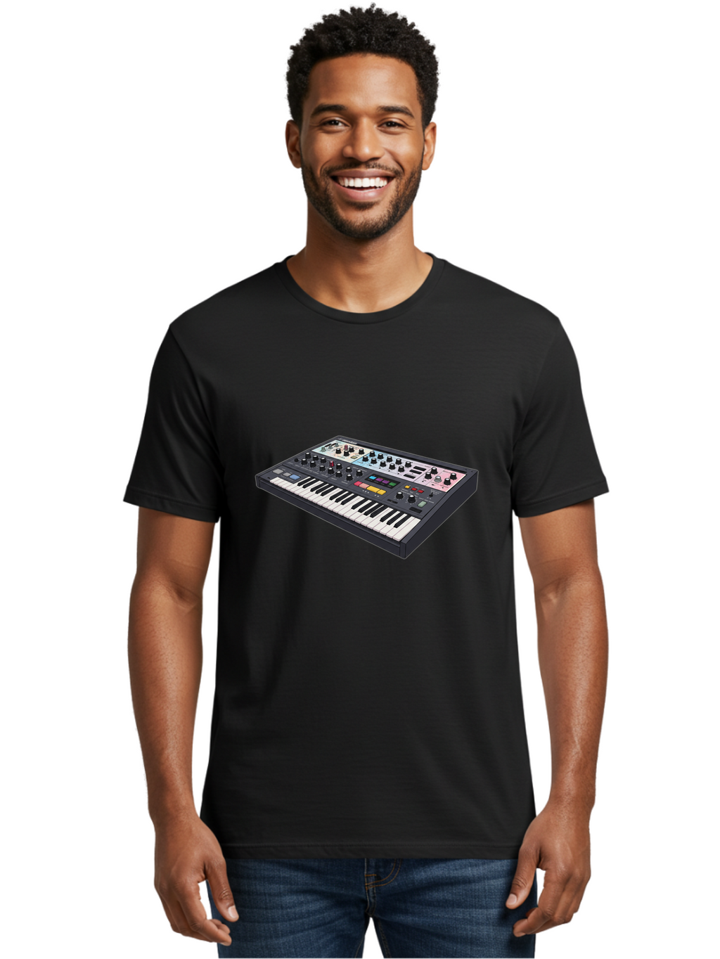 Roland-Jupiter-8 Men'S Graphic Tee, 100% Cotton, Comfortable Casual Summer Wear, Machine Washable, Music Synthesizer, Electronic Keyboard, Midi Controller, Sound Editing, Music Production, Audio Equipment, Musical Instrument, Korg Synthesizer, Bab362