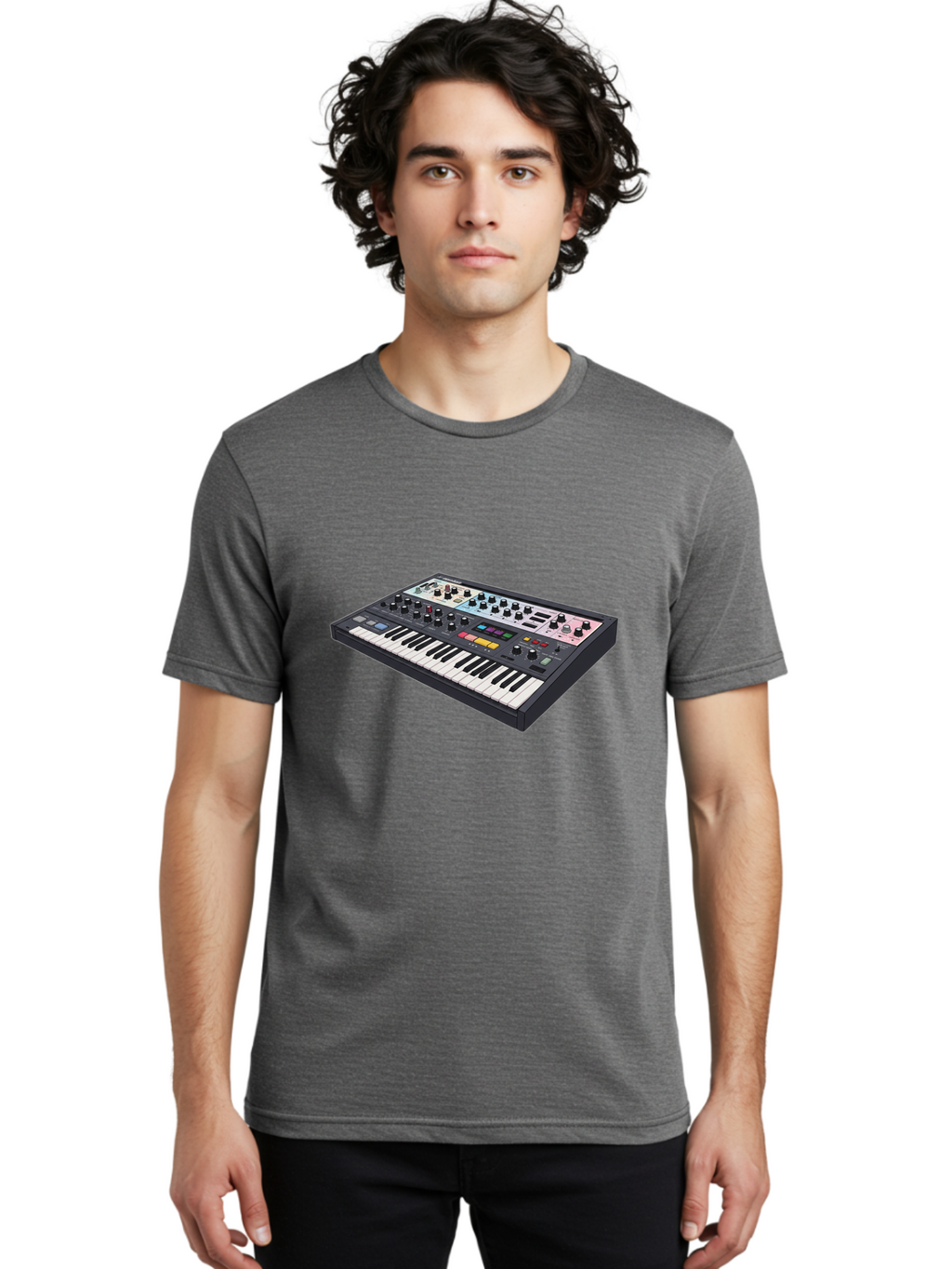 Roland-Jupiter-8 Men'S Graphic Tee, 100% Cotton, Comfortable Casual Summer Wear, Machine Washable, Music Synthesizer, Electronic Keyboard, Midi Controller, Sound Editing, Music Production, Audio Equipment, Musical Instrument, Korg Synthesizer, Bab362