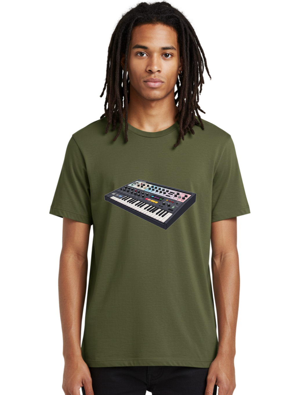 Roland-Jupiter-8 Men'S Graphic Tee, 100% Cotton, Comfortable Casual Summer Wear, Machine Washable, Music Synthesizer, Electronic Keyboard, Midi Controller, Sound Editing, Music Production, Audio Equipment, Musical Instrument, Korg Synthesizer, Bab362