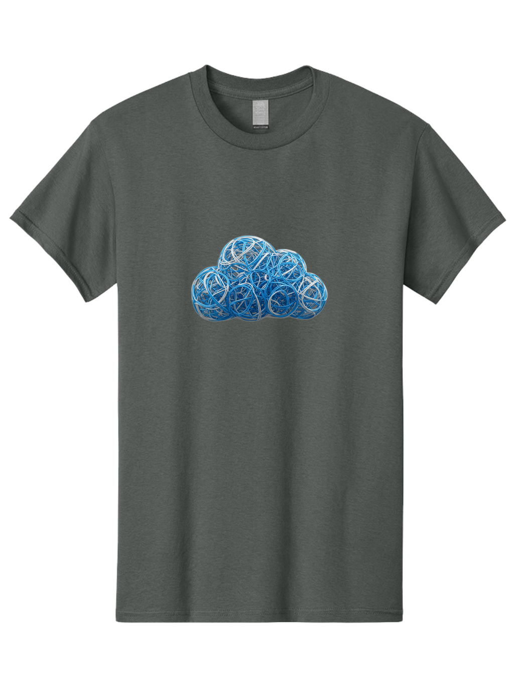 Rubber-Band-Cloud Men'S Graphic Tee, 100% Cotton, Comfortable Casual Summer Wear, Machine Washable, Blue Wires, Cloud Shape, Abstract Composition, Tangled Wires, Modern Design, Creative Art, Blue And White Hues, Spherical Forms, Bab365
